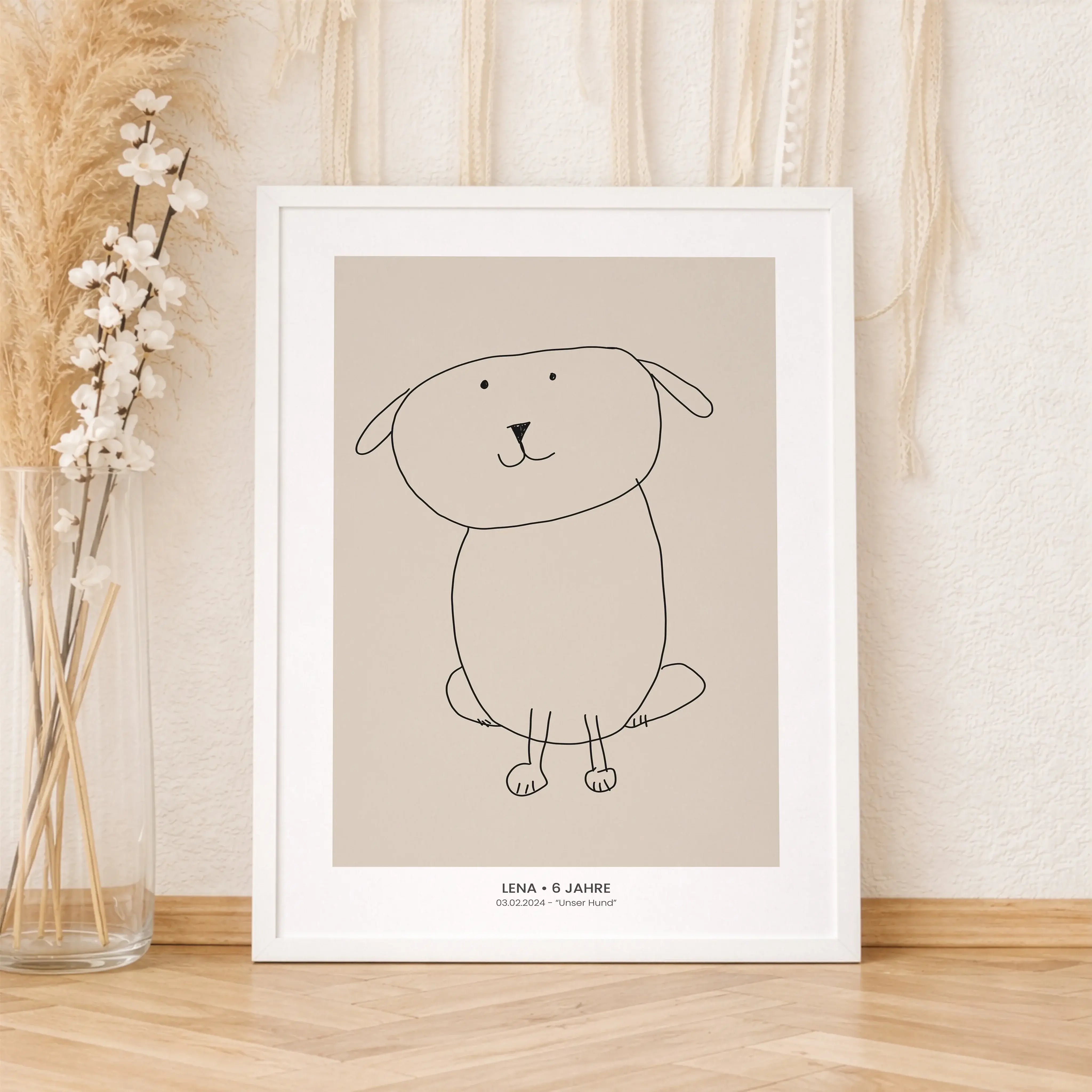 Kinderkunst Poster No1-Personalisiertes Poster-famprints-Kinderkunst Poster No1 verwandelt die Zeichnung deines Kindes direkt im Konfigurator in ein hochwertiges Poster. Du lädst einfach ein Foto des gemalten Kunstwerks hoch und siehst sofort, wie daraus