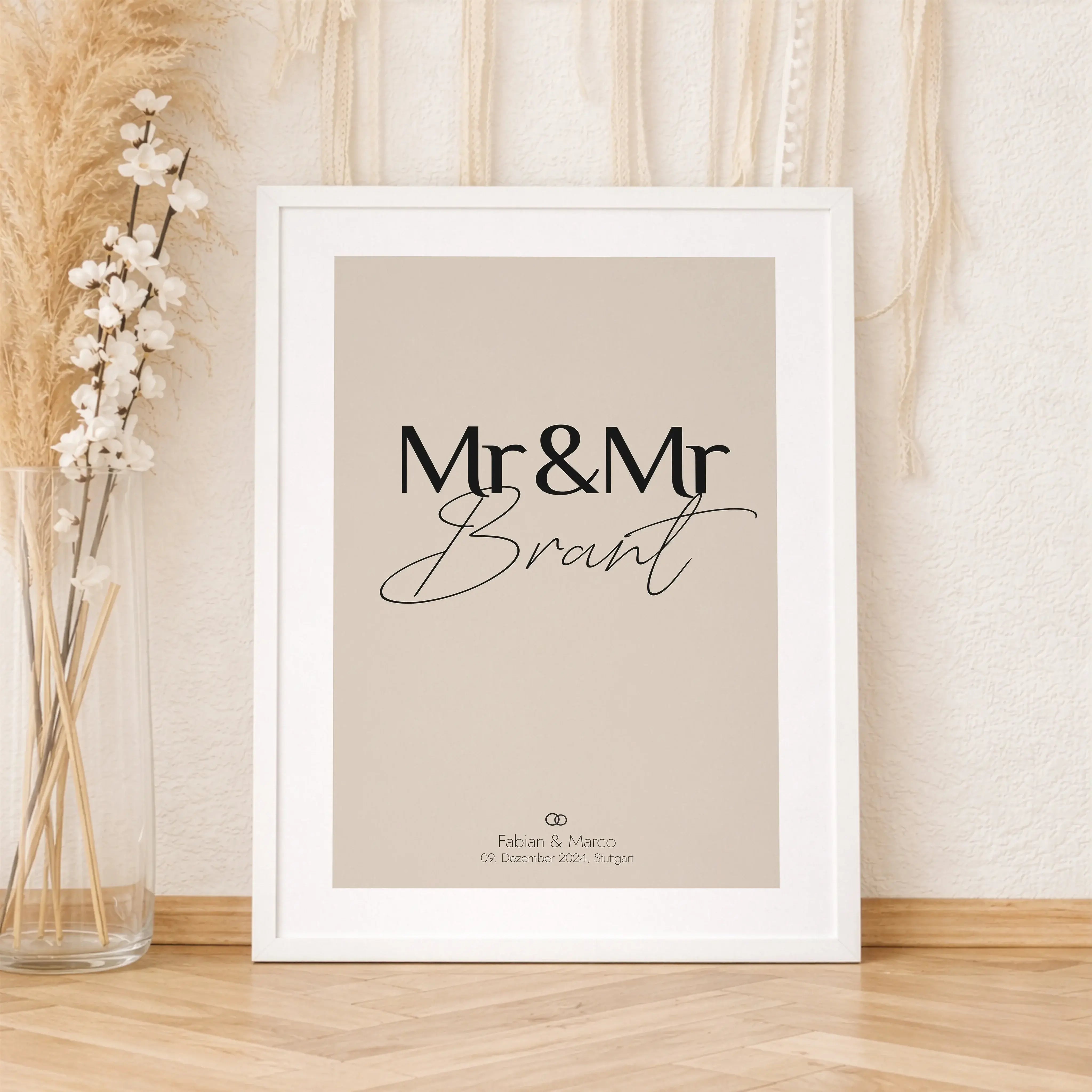 Paar Poster Mr & Mr-Personalisiertes Poster-famprints-Das Paar Poster Mr & Mr von famprints ist eine stilvolle Möglichkeit, eure Liebe sichtbar zu machen und besondere Momente festzuhalten. Ob zur Hochzeit, zur Verlobung, zum Jahrestag oder als persönlich