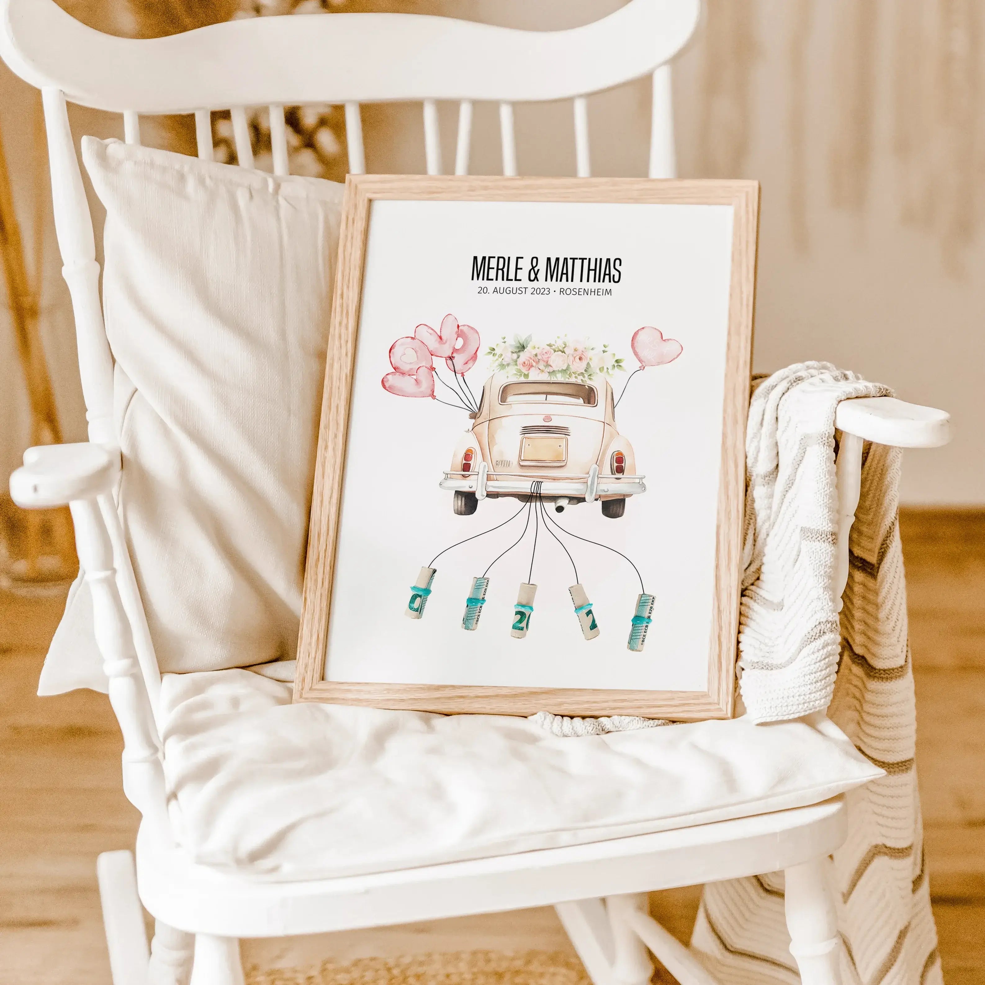 Geldgeschenk Poster Hochzeit - Personalisiertes Poster - famprints - Geldgeschenk Poster Hochzeit