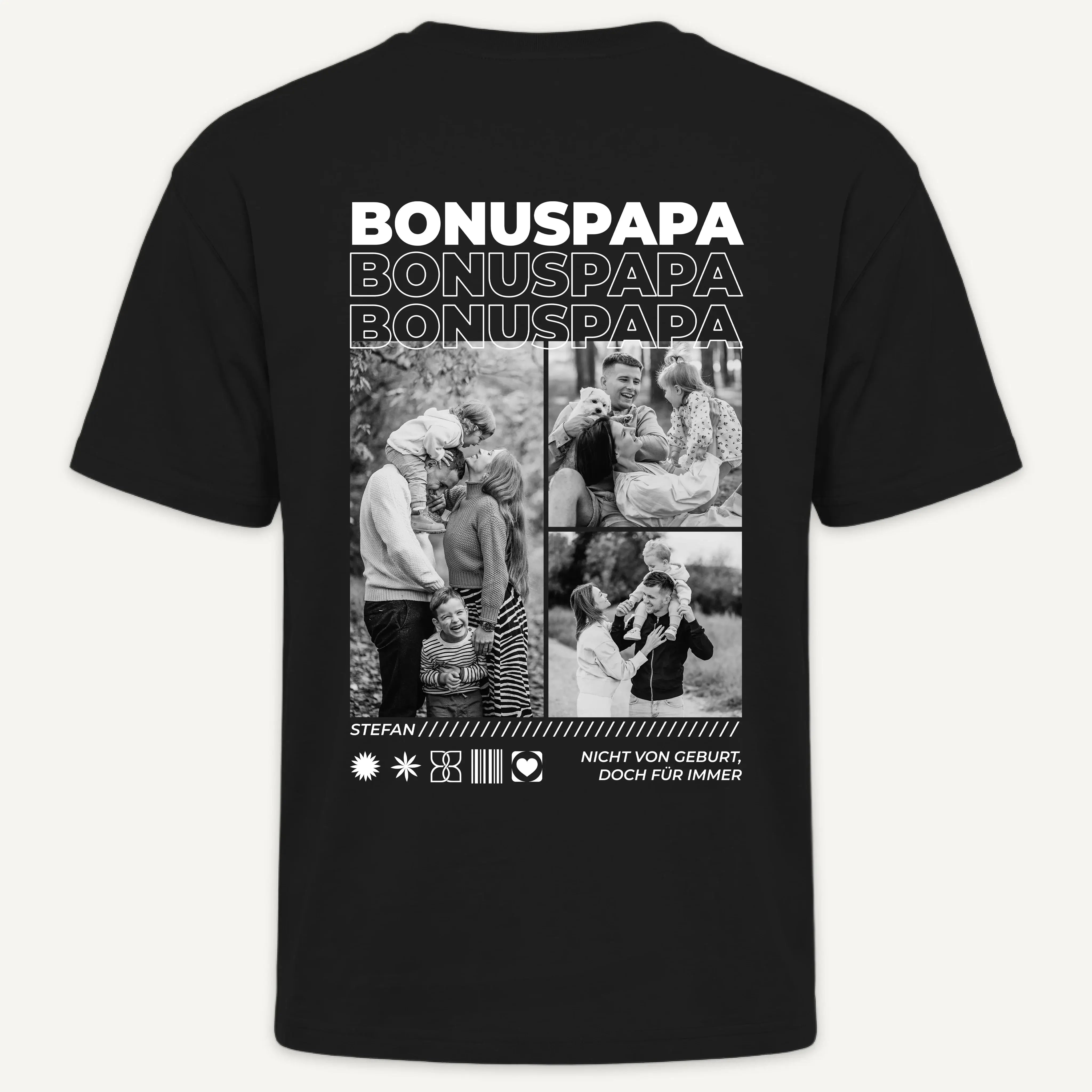 T-Shirt - Personalisiertes T-Shirt BONUSPAPA - personalisiertes Geschenk zum Vatertag oder Geburtstagsgeschenk für Stiefvater