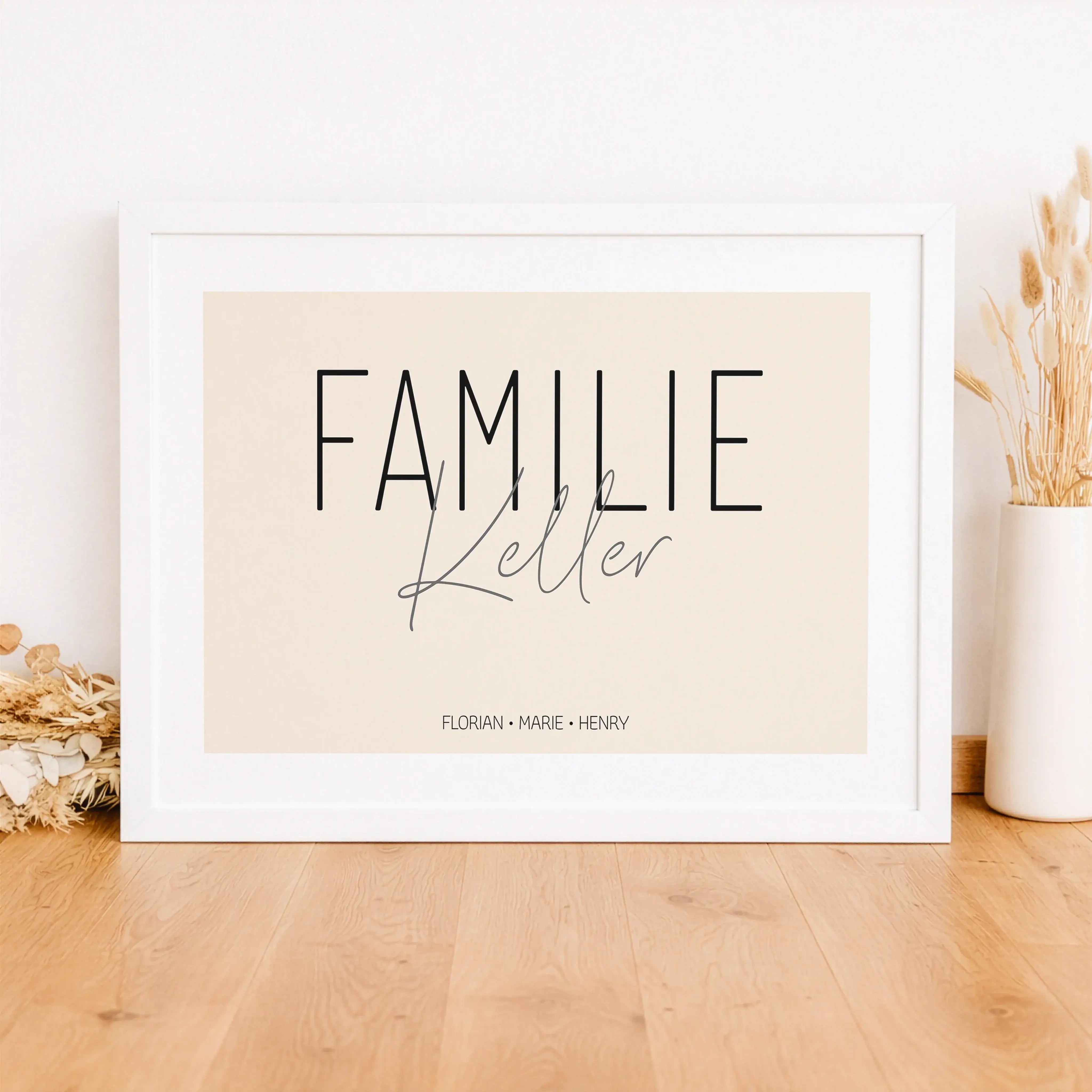 Familienposter Handschrift-Personalisiertes Poster-famprints-Das Familienposter Handschrift ist eine persönliche Wanddekoration, die eure Familie sichtbar macht. Der handschriftliche Schriftzug Familie steht im Mittelpunkt und wird durch deinen individuel