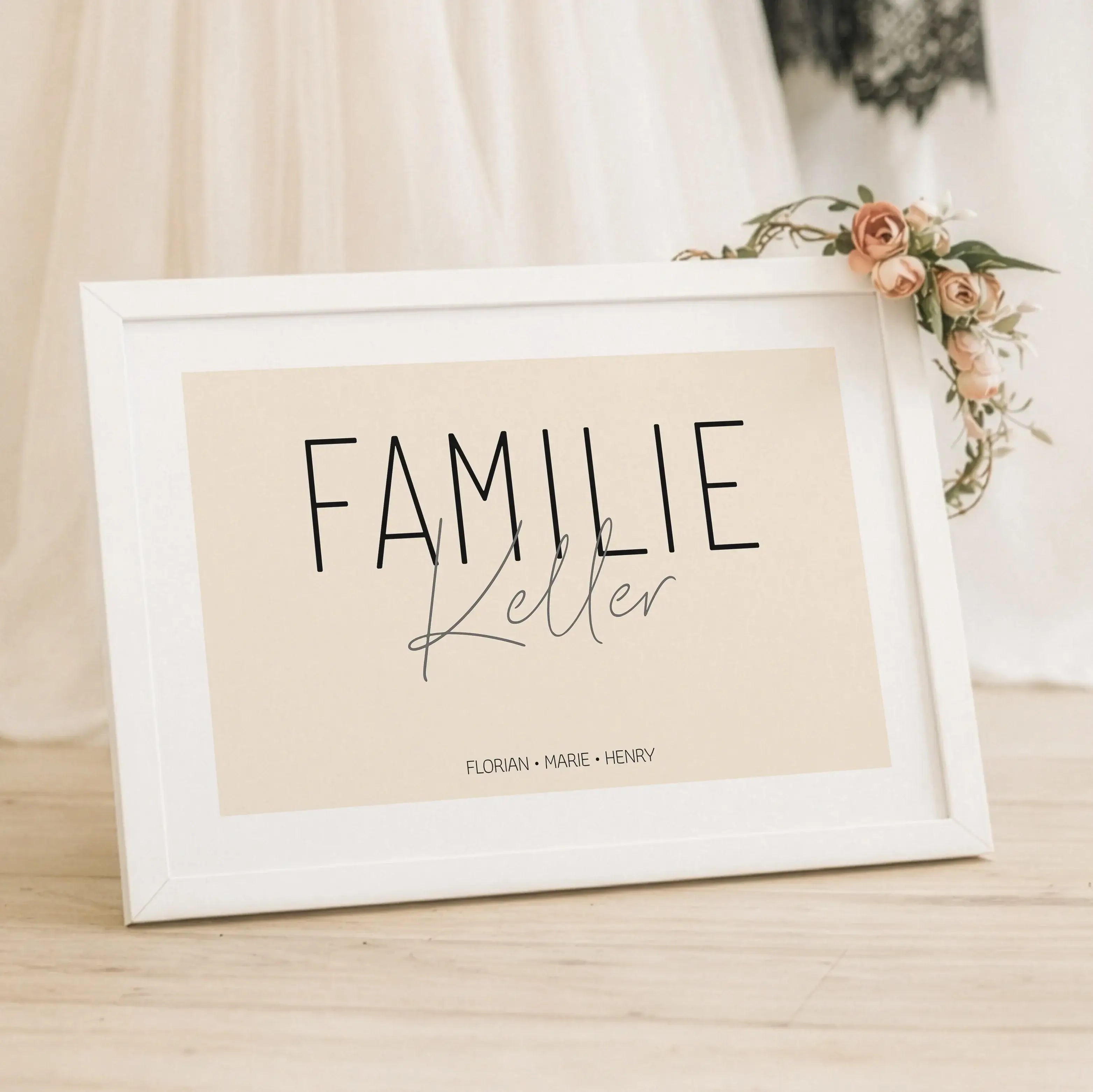Familienposter Handschrift-Personalisiertes Poster-famprints-Das Familienposter Handschrift ist eine persönliche Wanddekoration, die eure Familie sichtbar macht. Der handschriftliche Schriftzug Familie steht im Mittelpunkt und wird durch deinen individuel