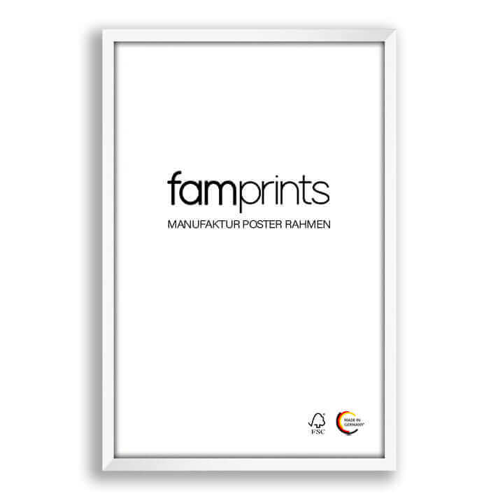 Manufaktur Holz Rahmen Weiß-famprints-Bilderrahmen-Der Manufaktur Holz Bilderrahmen in weiß wird nach deiner Bestellung speziell für dich angefertigt. In der hauseigenen Manufaktur wird unter höchsten Qualitätsstandards ein ganz besonderer Bilderrahmen he