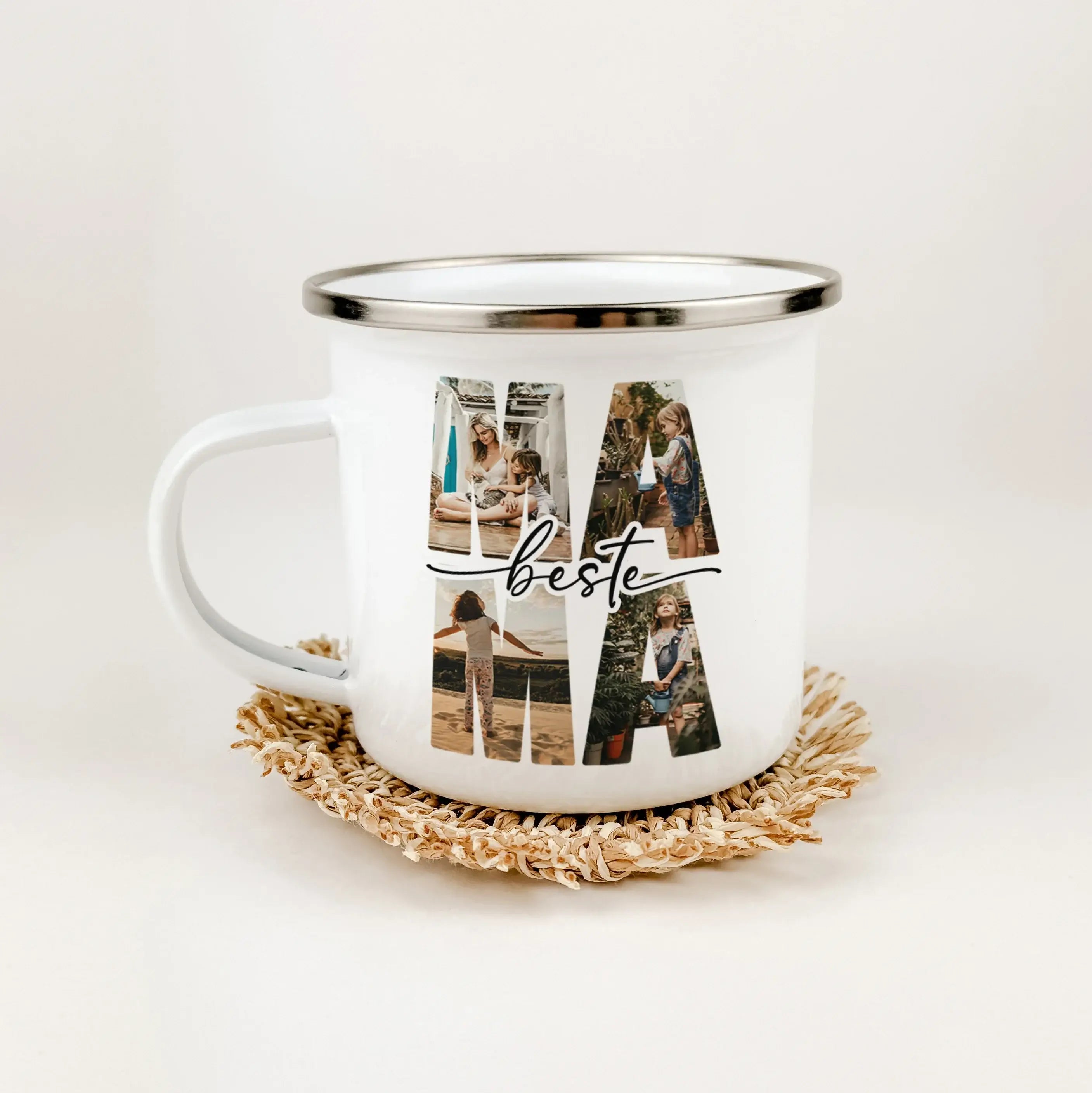 Emaille Tasse beste Mama - Emaille Tasse - famprints - Entdecke die perfekte Art, deiner Mama zu zeigen, wie viel sie dir bedeutet: unsere personalisierte Emaille Tasse beste Mama. Diese Tasse ist nicht nur ein praktisches Geschenk, sondern ein liebevolle