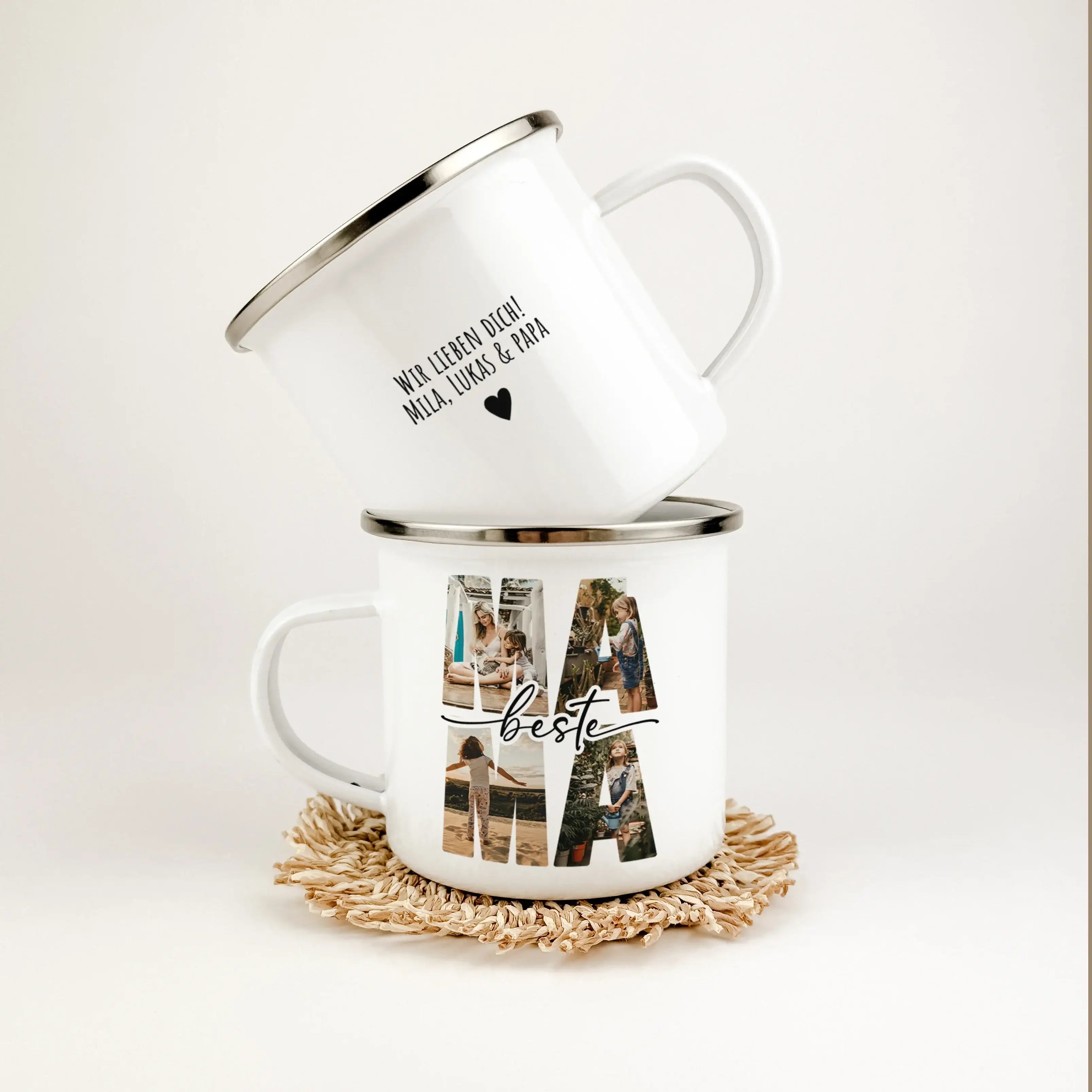 Emaille Tasse beste Mama - Emaille Tasse - famprints - Entdecke die perfekte Art, deiner Mama zu zeigen, wie viel sie dir bedeutet: unsere personalisierte Emaille Tasse beste Mama. Diese Tasse ist nicht nur ein praktisches Geschenk, sondern ein liebevolle