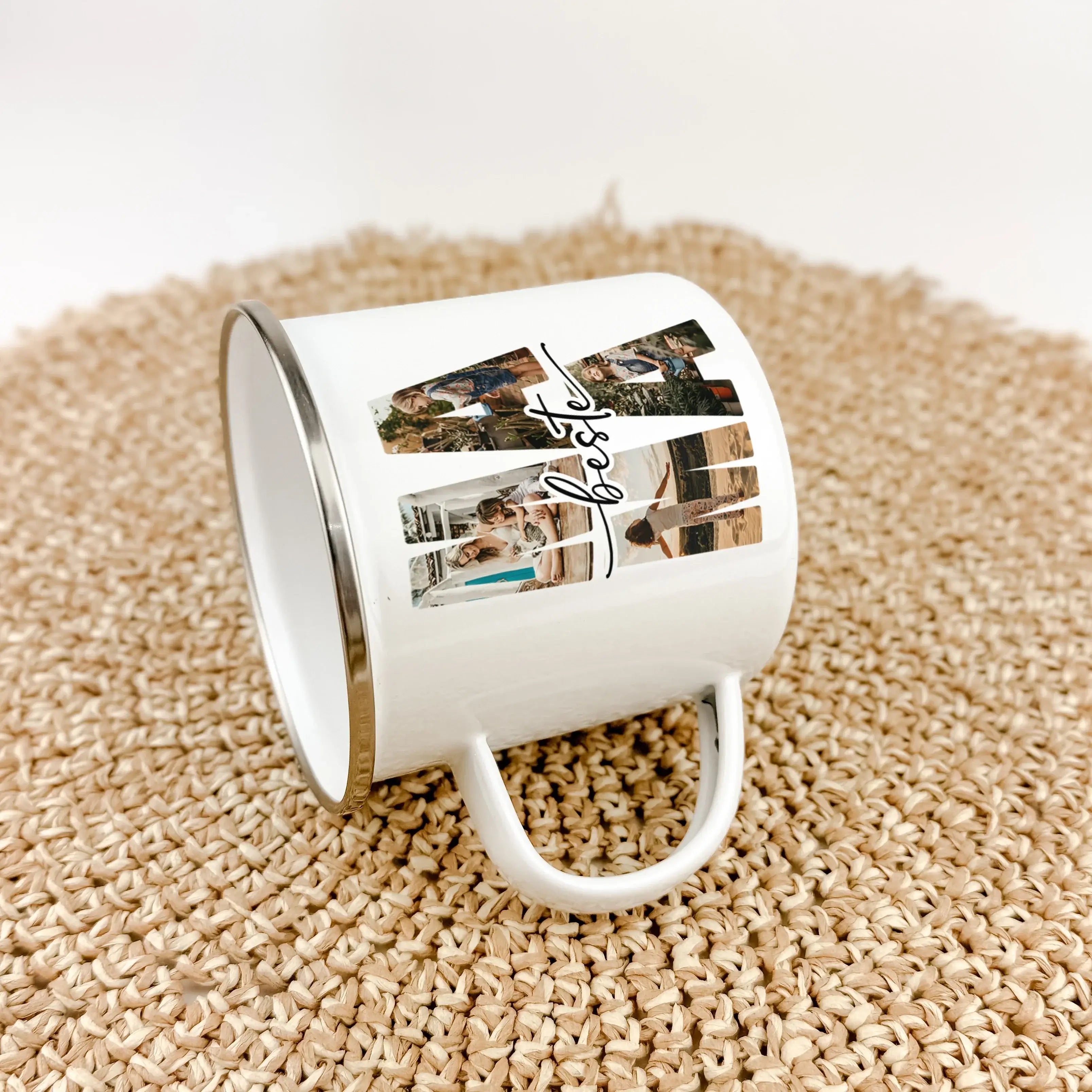 Emaille Tasse beste Mama - Emaille Tasse - famprints - Entdecke die perfekte Art, deiner Mama zu zeigen, wie viel sie dir bedeutet: unsere personalisierte Emaille Tasse beste Mama. Diese Tasse ist nicht nur ein praktisches Geschenk, sondern ein liebevolle