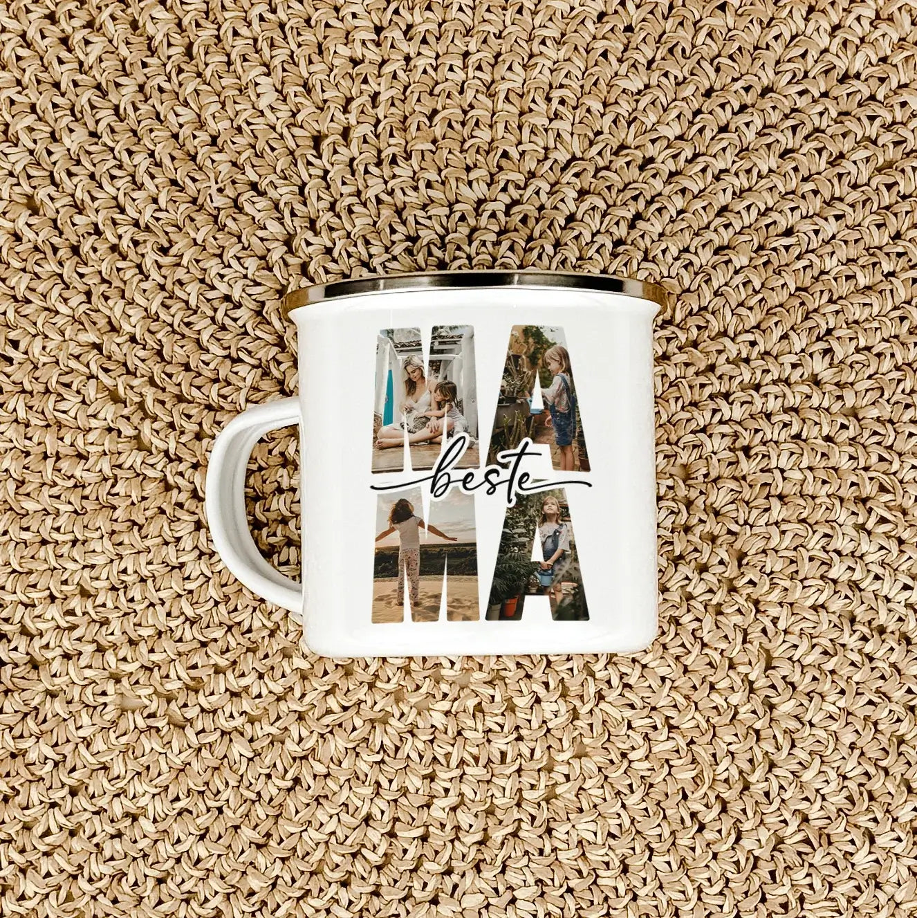 Emaille Tasse beste Mama - Emaille Tasse - famprints - Entdecke die perfekte Art, deiner Mama zu zeigen, wie viel sie dir bedeutet: unsere personalisierte Emaille Tasse beste Mama. Diese Tasse ist nicht nur ein praktisches Geschenk, sondern ein liebevolle