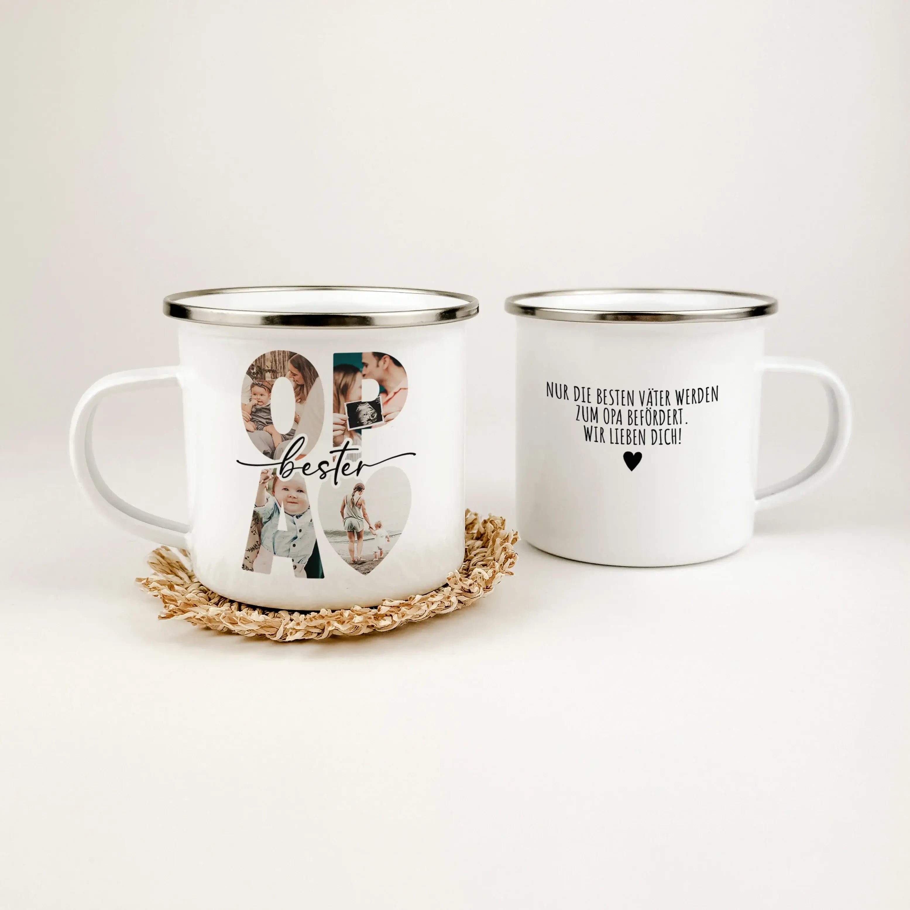 Emaille Tasse bester Opa - Emaille Tasse - famprints - Mach deinem Opa eine ganz besondere Freude mit unserer personalisierten Emaille Tasse bester Opa, die nicht nur seine Kaffeepausen verschönert, sondern auch ein einzigartiges Stück Erinnerung wird. Di