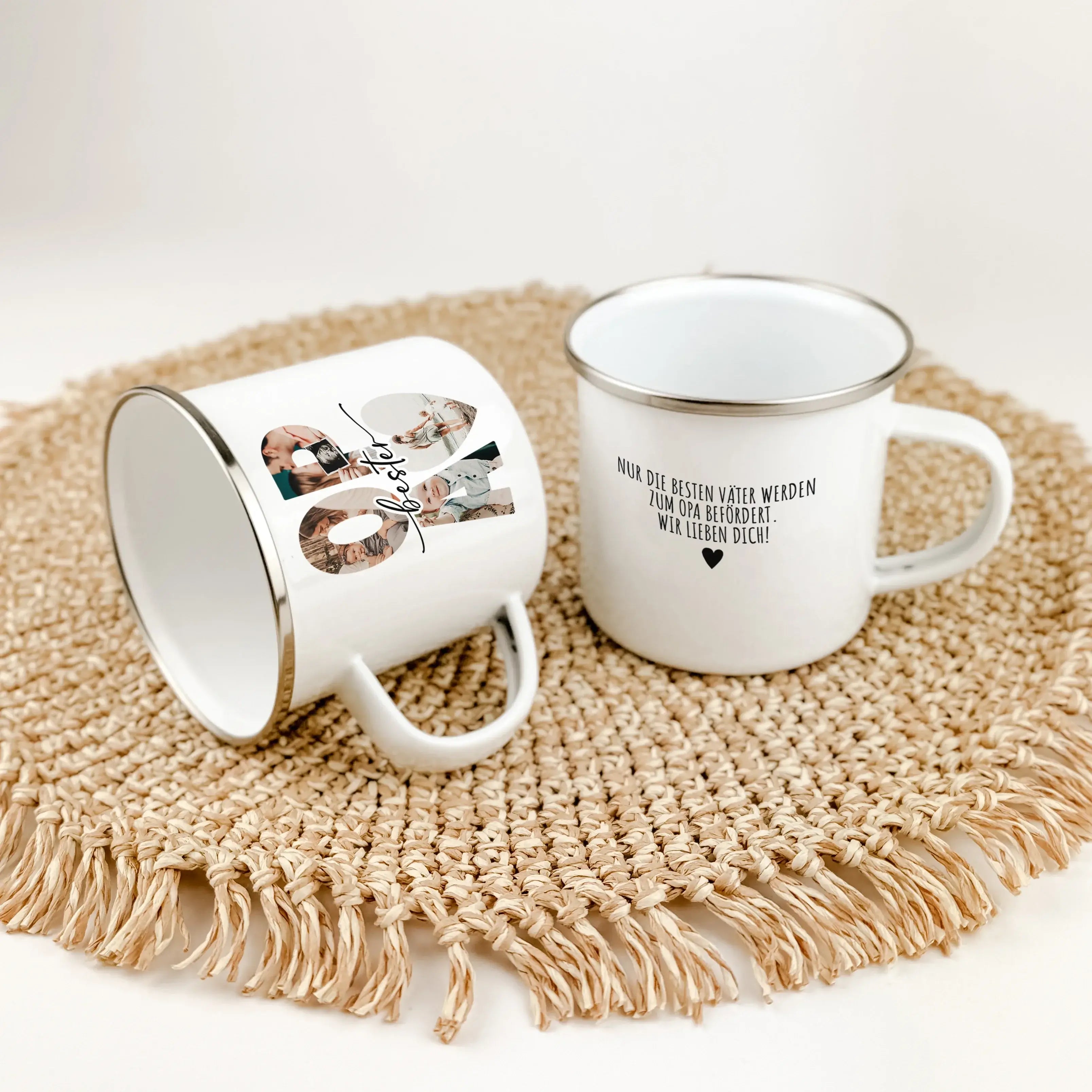 Emaille Tasse bester Opa - Emaille Tasse - famprints - Mach deinem Opa eine ganz besondere Freude mit unserer personalisierten Emaille Tasse bester Opa, die nicht nur seine Kaffeepausen verschönert, sondern auch ein einzigartiges Stück Erinnerung wird. Di