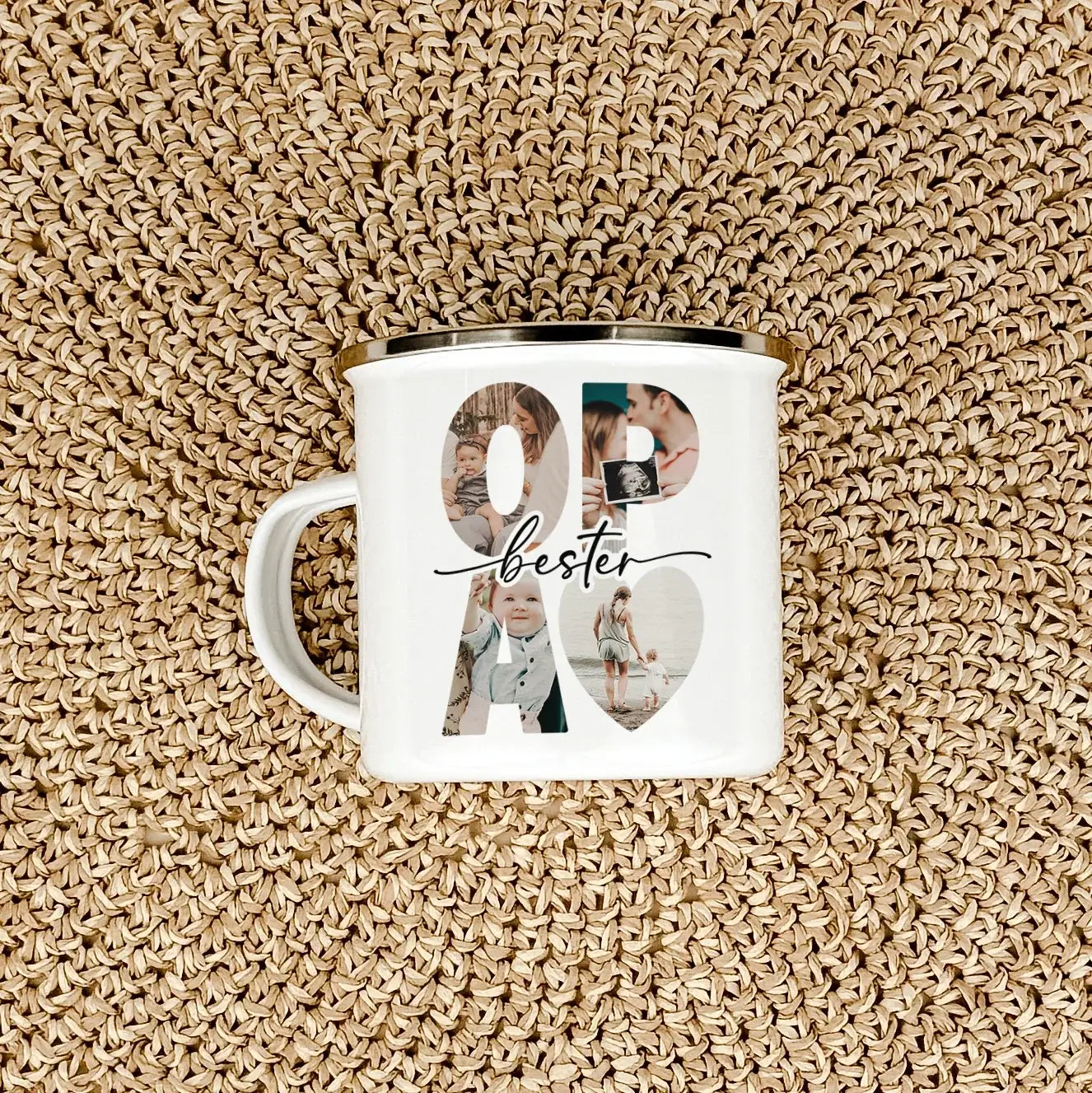 Emaille Tasse bester Opa - Emaille Tasse - famprints - Mach deinem Opa eine ganz besondere Freude mit unserer personalisierten Emaille Tasse bester Opa, die nicht nur seine Kaffeepausen verschönert, sondern auch ein einzigartiges Stück Erinnerung wird. Di
