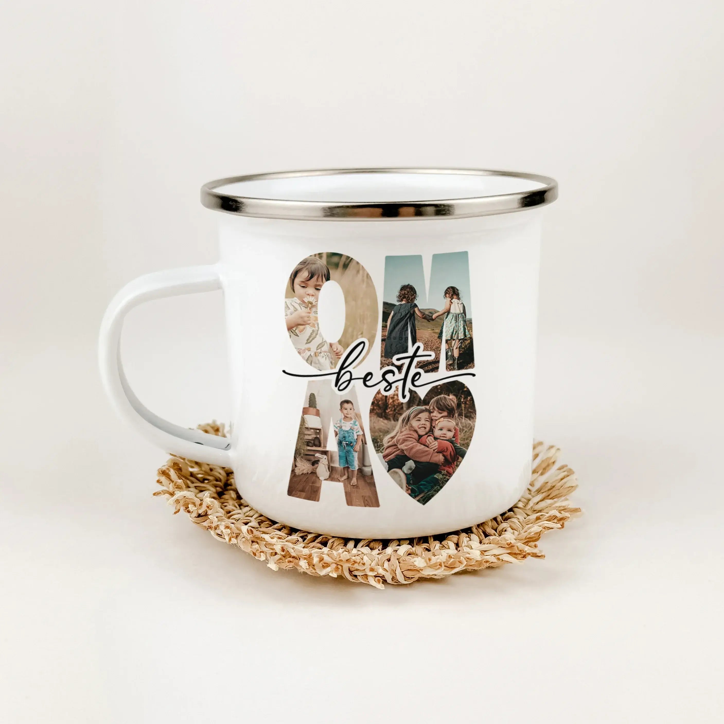 Emaille Tasse beste Oma - Emaille Tasse - famprints - Überrasche deine Oma mit der einzigartigen Emaille Tasse beste Oma – dem perfekten Geschenk, das von Herzen kommt. Diese persönliche Oma Tasse vereint Funktionalität mit emotionalem Wert und verkörpert