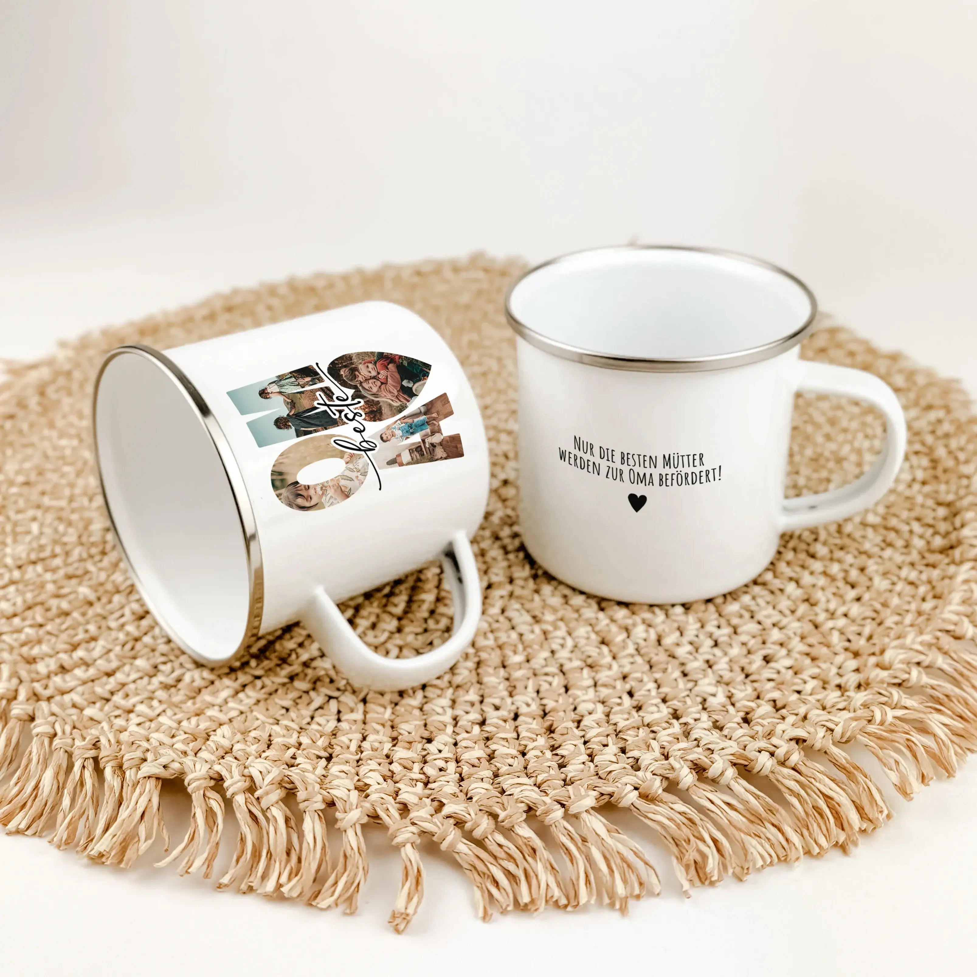 Emaille Tasse beste Oma - Emaille Tasse - famprints - Überrasche deine Oma mit der einzigartigen Emaille Tasse beste Oma – dem perfekten Geschenk, das von Herzen kommt. Diese persönliche Oma Tasse vereint Funktionalität mit emotionalem Wert und verkörpert
