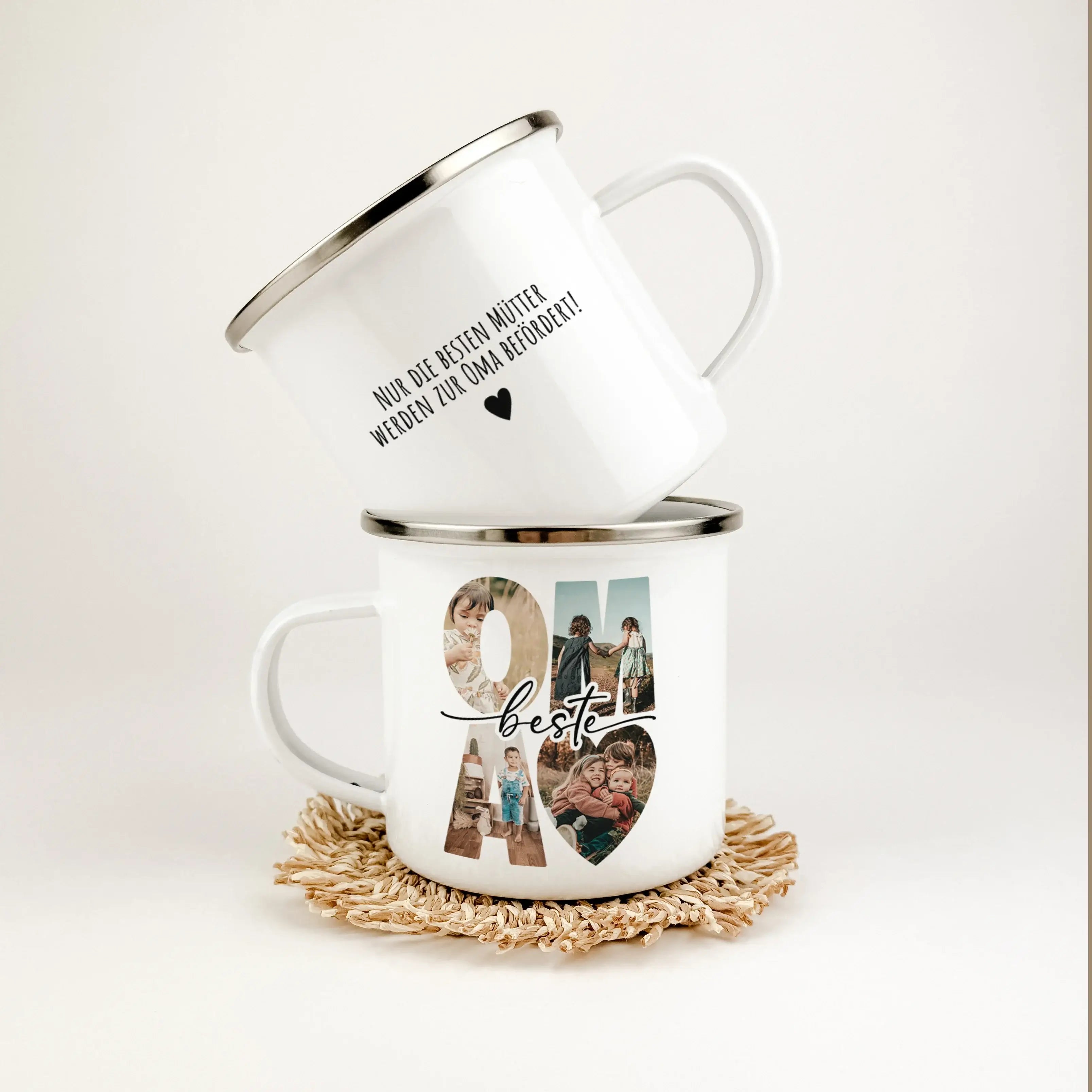 Emaille Tasse beste Oma - Emaille Tasse - famprints - Überrasche deine Oma mit der einzigartigen Emaille Tasse beste Oma – dem perfekten Geschenk, das von Herzen kommt. Diese persönliche Oma Tasse vereint Funktionalität mit emotionalem Wert und verkörpert