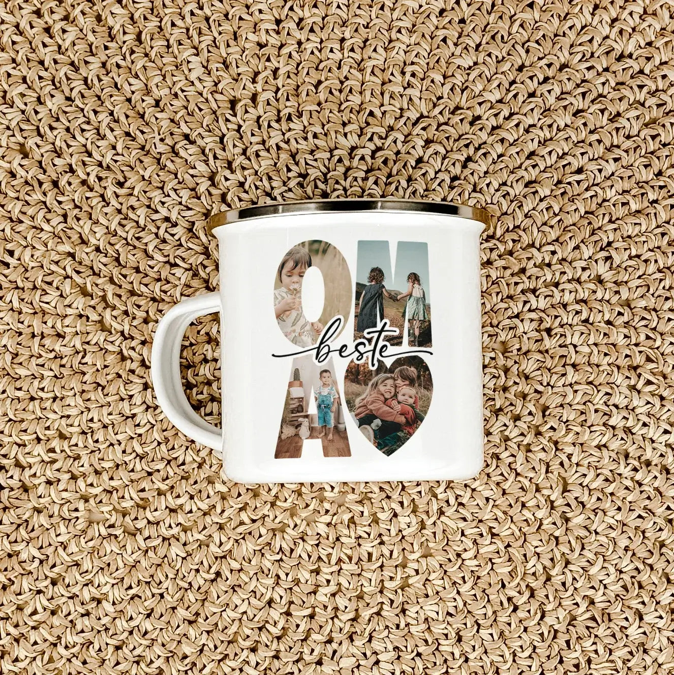 Emaille Tasse beste Oma - Emaille Tasse - famprints - Überrasche deine Oma mit der einzigartigen Emaille Tasse beste Oma – dem perfekten Geschenk, das von Herzen kommt. Diese persönliche Oma Tasse vereint Funktionalität mit emotionalem Wert und verkörpert
