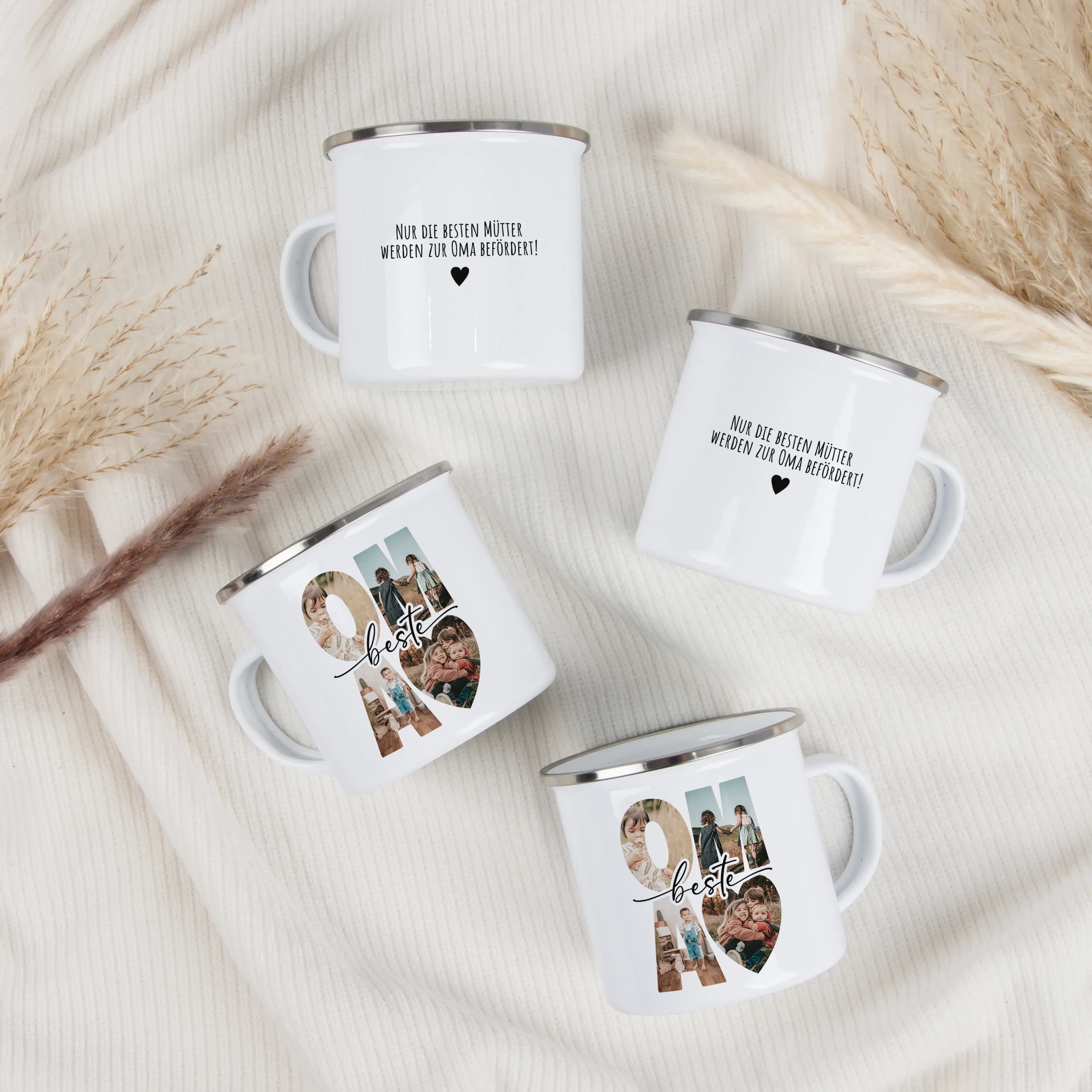 Emaille Tasse beste Oma-Emaille Tasse-famprints-Überrasche deine Oma mit der Emaille Tasse beste Oma von famprints – einem liebevoll gestalteten Erinnerungsstück, das euren besonderen Alltag begleitet. Die Kombination aus personalisierbarem Design, vier F