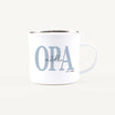 Emaille Tasse Opa seit-Emaille Tasse-famprints-Die Emaille Tasse Opa seit ist ein persönliches Geschenk, das zeigt, wie stolz dein Opa auf seine Rolle ist. Mit einem individuell wählbaren Jahr und den Namen der Enkel wird aus einer schlichten Emaille-Tass