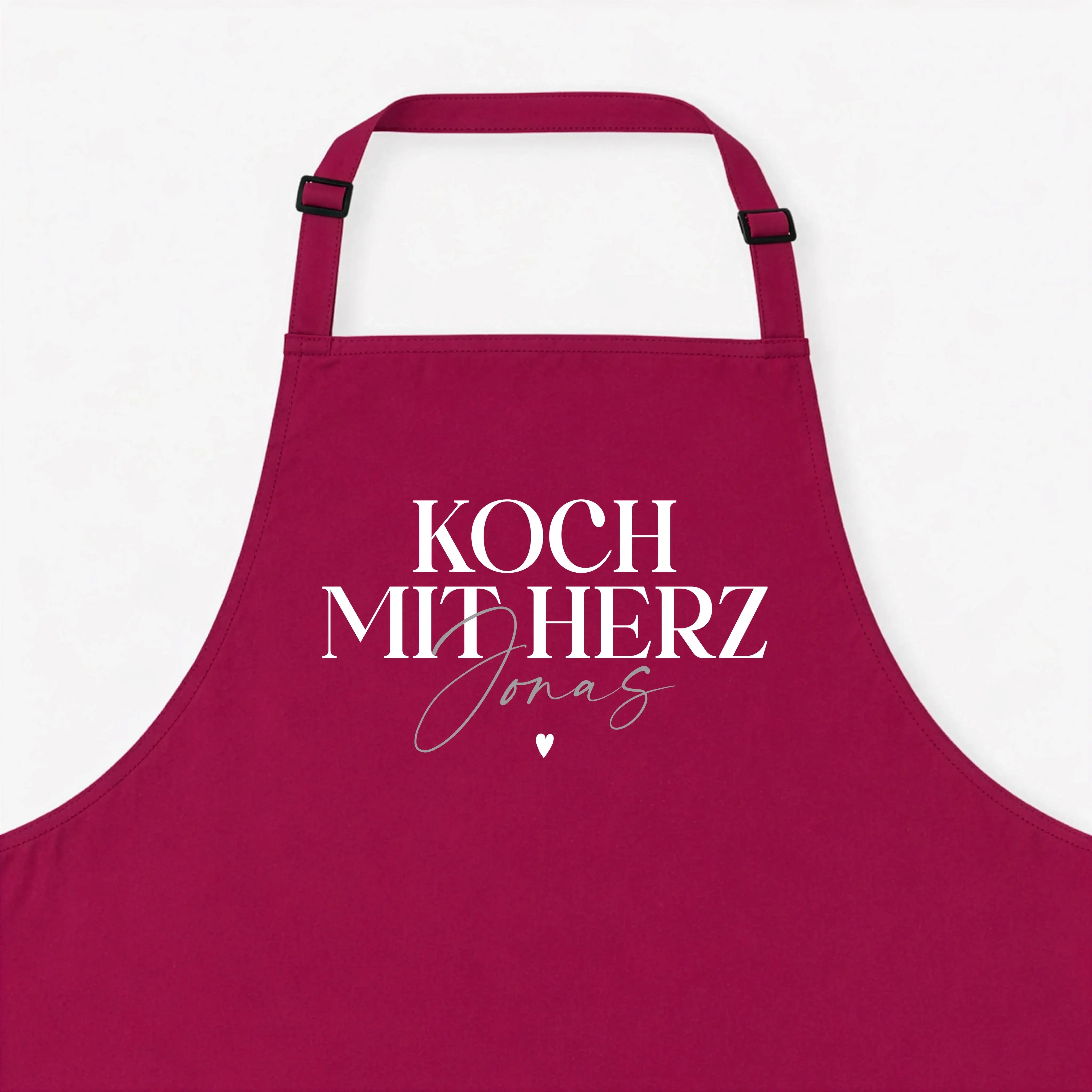 Kochschürze Koch mit Herz-Kochschürze-famprints-Kochschürze Koch mit Herz steht für Freude am Kochen und für eine persönliche Note, die man sofort sieht. Bei famprints wird aus einer hochwertigen Küchenschürze ein individuelles Geschenk, das genau zu dir