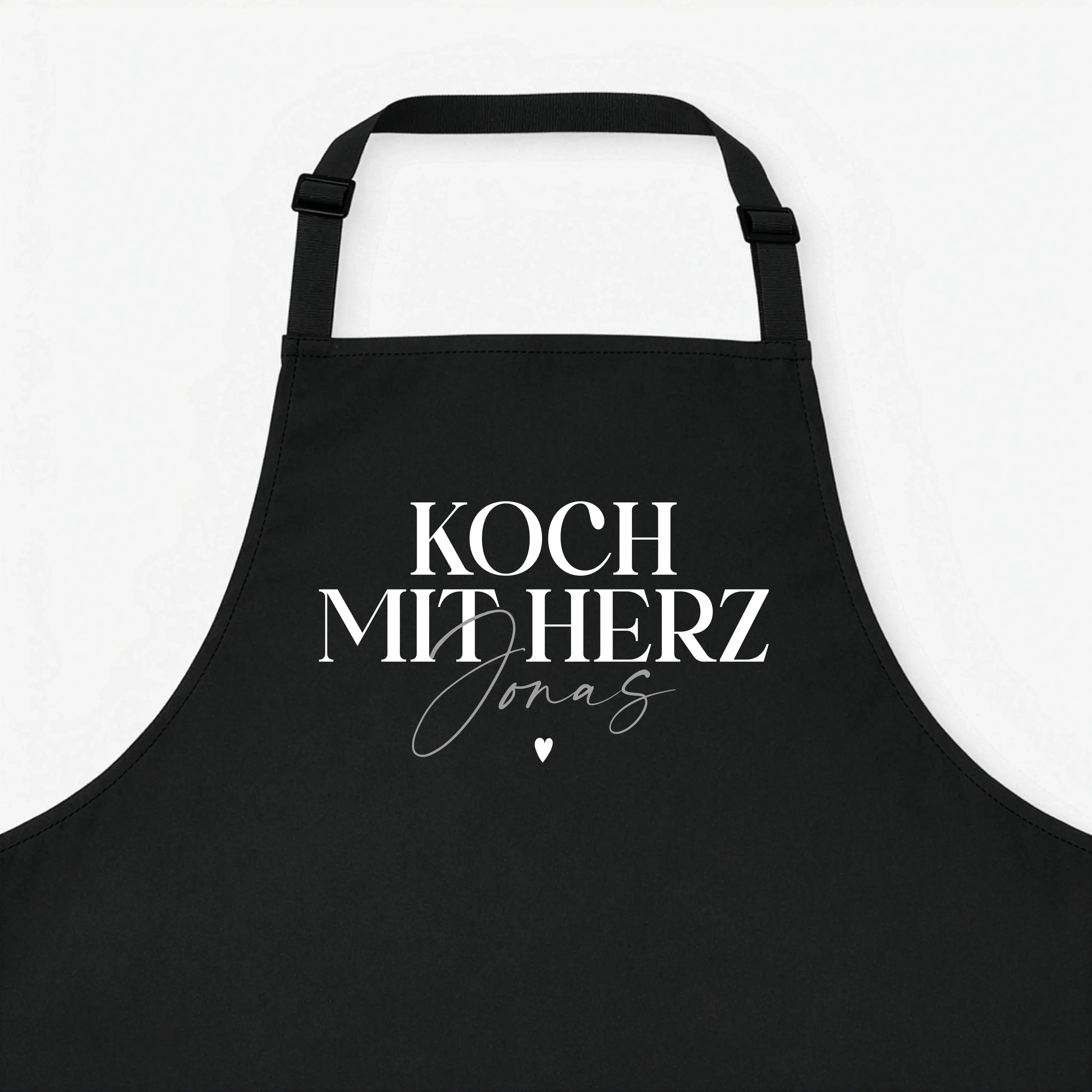 Kochschürze Koch mit Herz-Kochschürze-famprints-Kochschürze Koch mit Herz steht für Freude am Kochen und für eine persönliche Note, die man sofort sieht. Bei famprints wird aus einer hochwertigen Küchenschürze ein individuelles Geschenk, das genau zu dir