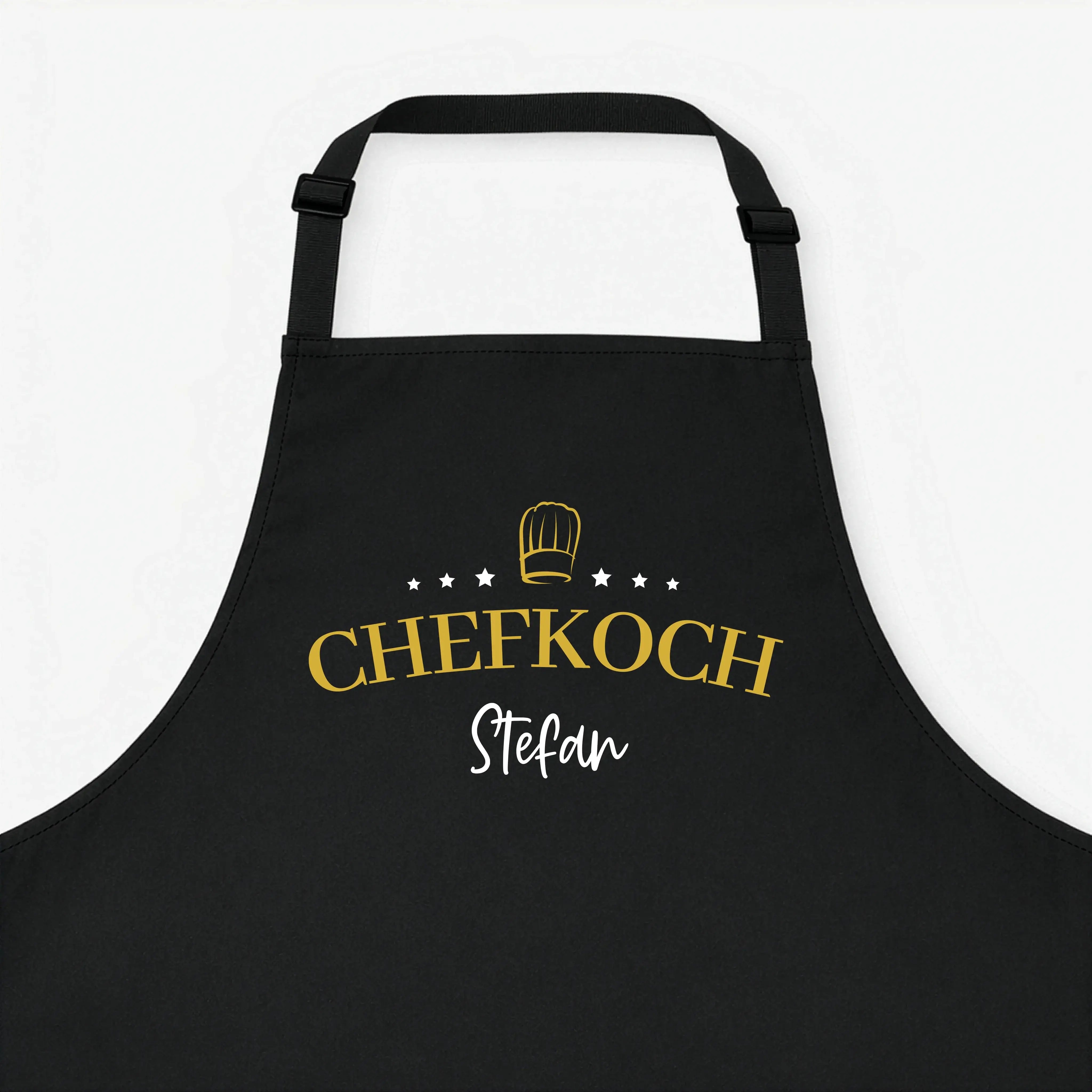 Kochschürze Chefkoch Sterne-Kochschürze-famprints-Die Kochschürze Chefkoch Sterne ist das perfekte Geschenk für alle, die gern am Herd stehen und dabei Persönlichkeit zeigen wollen. Mit dem markanten Chefkoch Schriftzug, den Sternen und der edlen Kochmütz