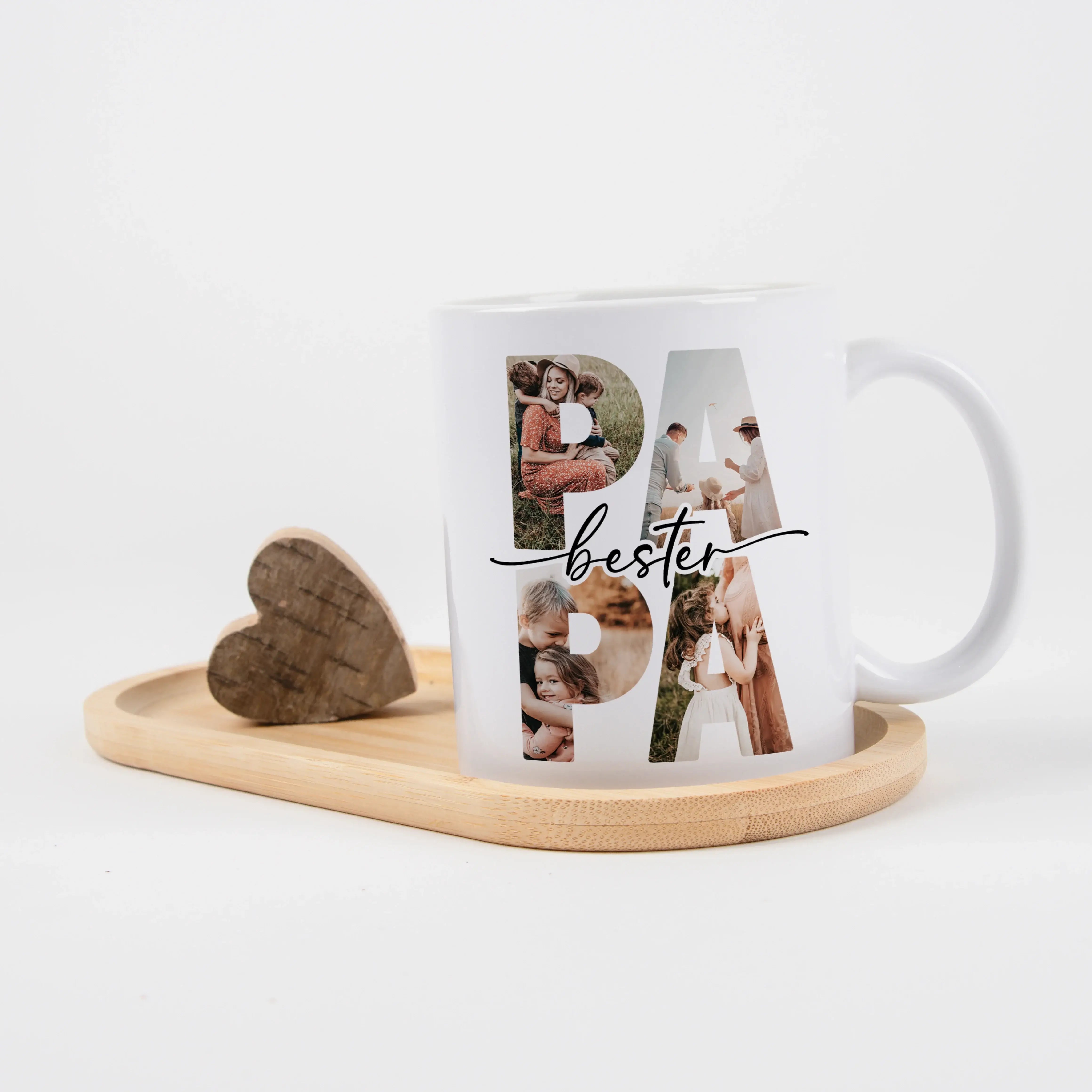 Tasse bester Papa - Keramik Tasse - famprints - Entdecke die Tasse bester Papa – das ideale Geschenk, das sofort Freude bringt! Mit dieser personalisierten Keramiktasse schaffst du unvergessliche Momente, indem du die Lieblingsfotos deines Vaters hinter d