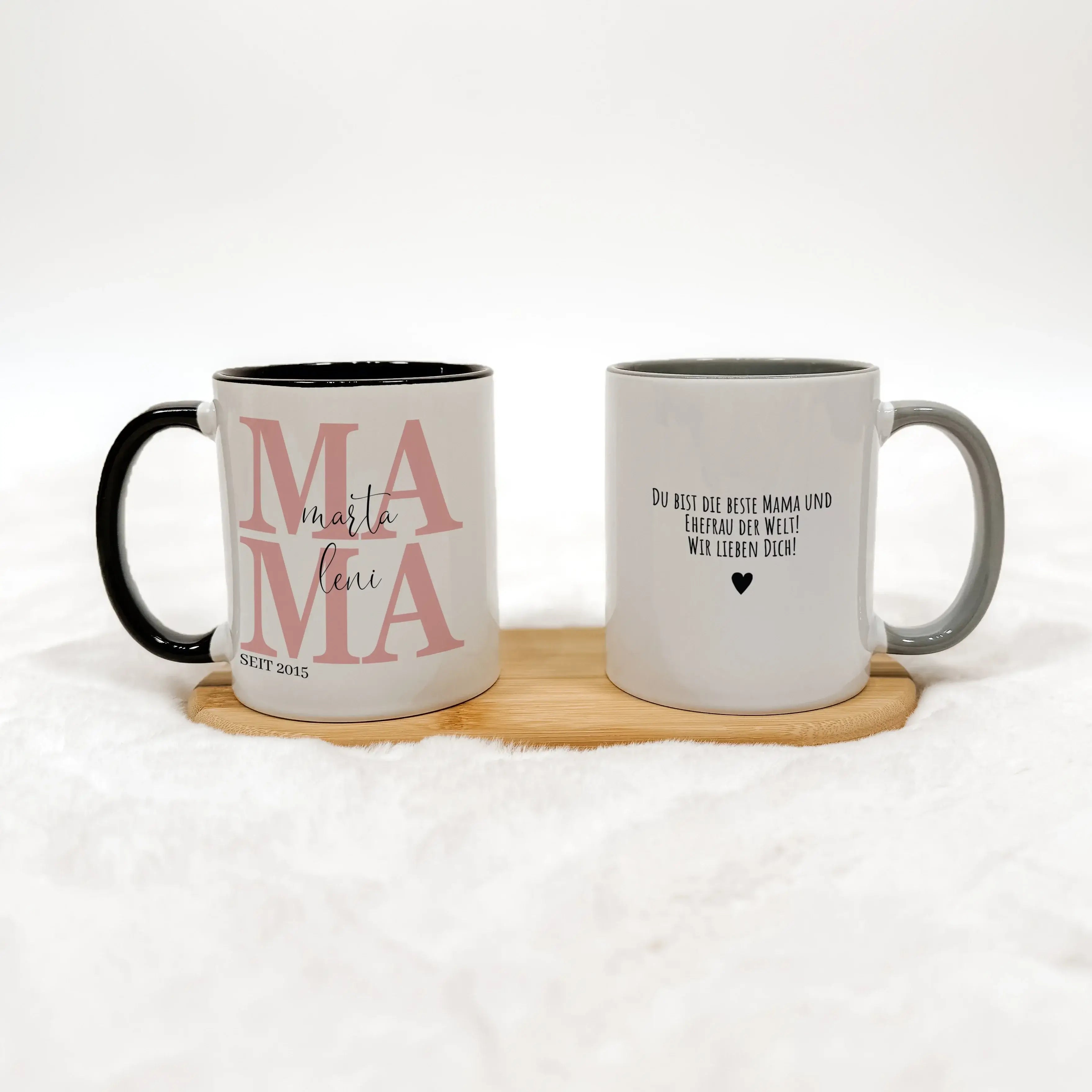 Tasse Mama seit - Keramik Tasse - famprints - Entdecke die perfekte Tasse für jede Mama – ein liebevolles Geschenk, das Freude und Emotionen vereint. Mit der personalisierten Keramik Tasse „Mama seit“ bringst du nicht nur ein Lächeln auf ihr Gesicht, sond