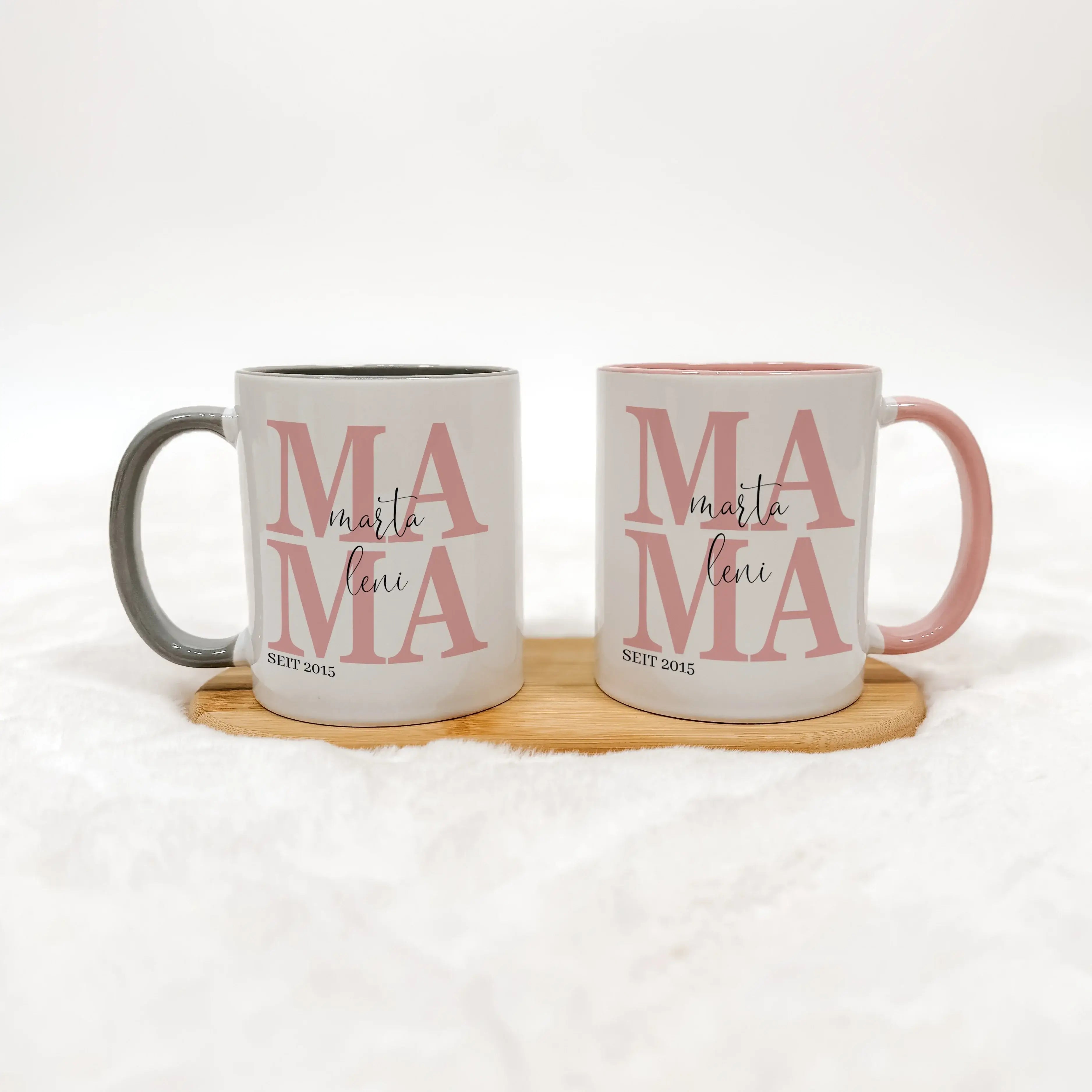 Tasse Mama seit - Keramik Tasse - famprints - Entdecke die perfekte Tasse für jede Mama – ein liebevolles Geschenk, das Freude und Emotionen vereint. Mit der personalisierten Keramik Tasse „Mama seit“ bringst du nicht nur ein Lächeln auf ihr Gesicht, sond