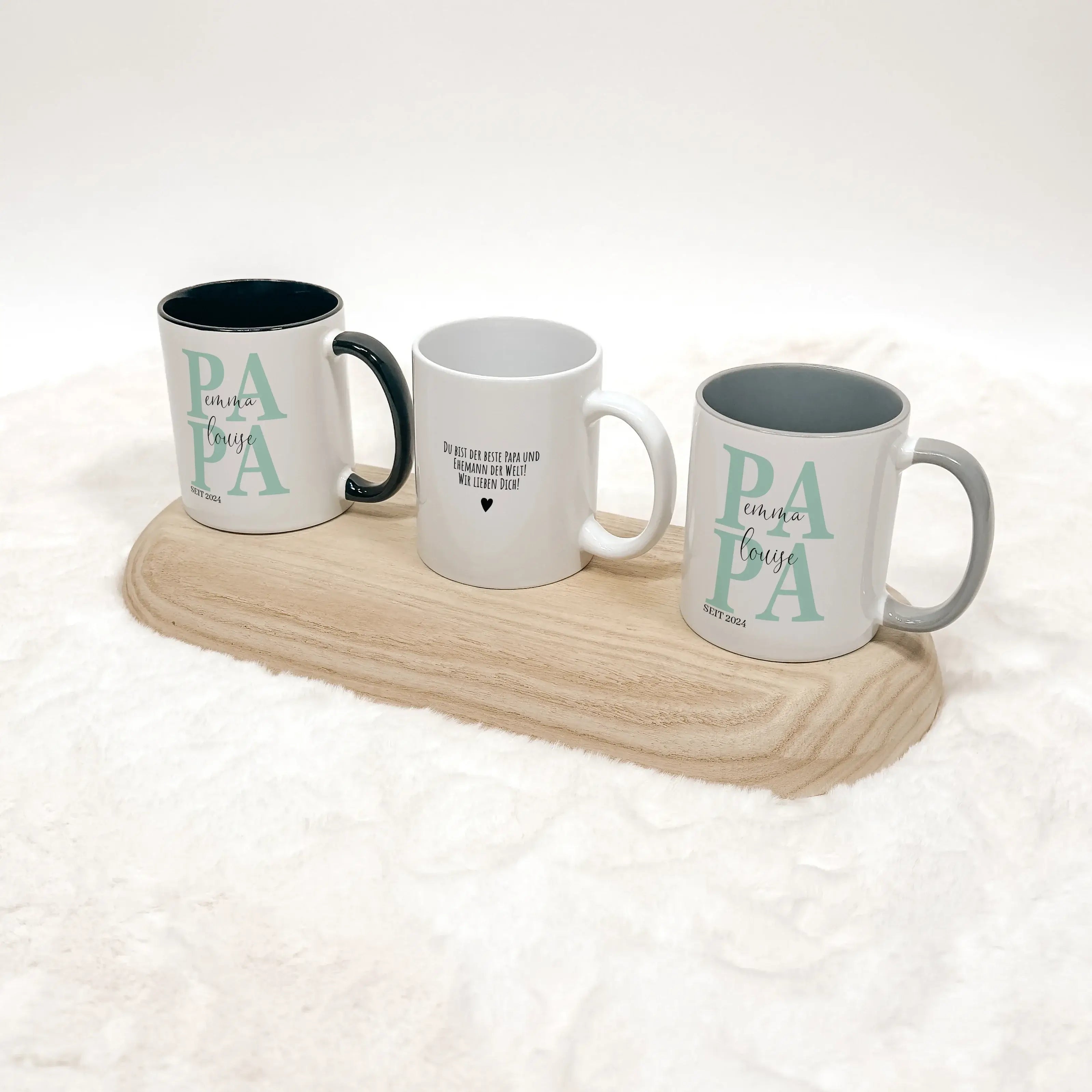 Tasse Papa seit - Keramik Tasse - famprints - Entdecke die Tasse Papa seit – das perfekte Geschenk, um Väter zu feiern und ihnen ein Lächeln ins Gesicht zu zaubern. Mit dieser personalisierten Keramik-Tasse, die Platz für die Namen der Kinder und das Jahr