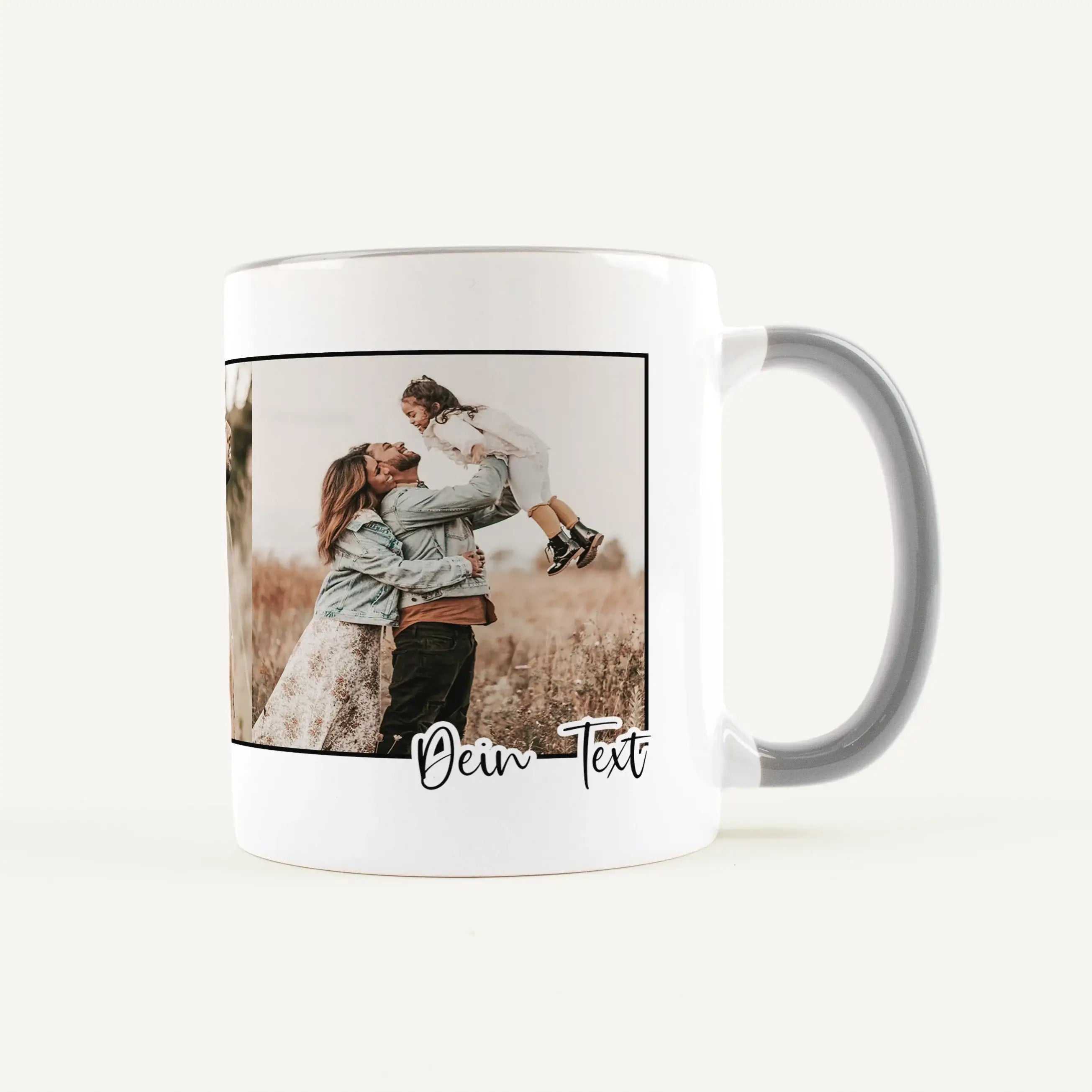 Foto Tasse mit Text-Keramik Tasse-famprints-Eine Foto Tasse mit Text ist mehr als nur ein Alltagsgegenstand – sie wird zu einem persönlichen Begleiter im Alltag. Bei famprints gestaltest du deine Tasse individuell mit bis zu drei eigenen Fotos und einem f