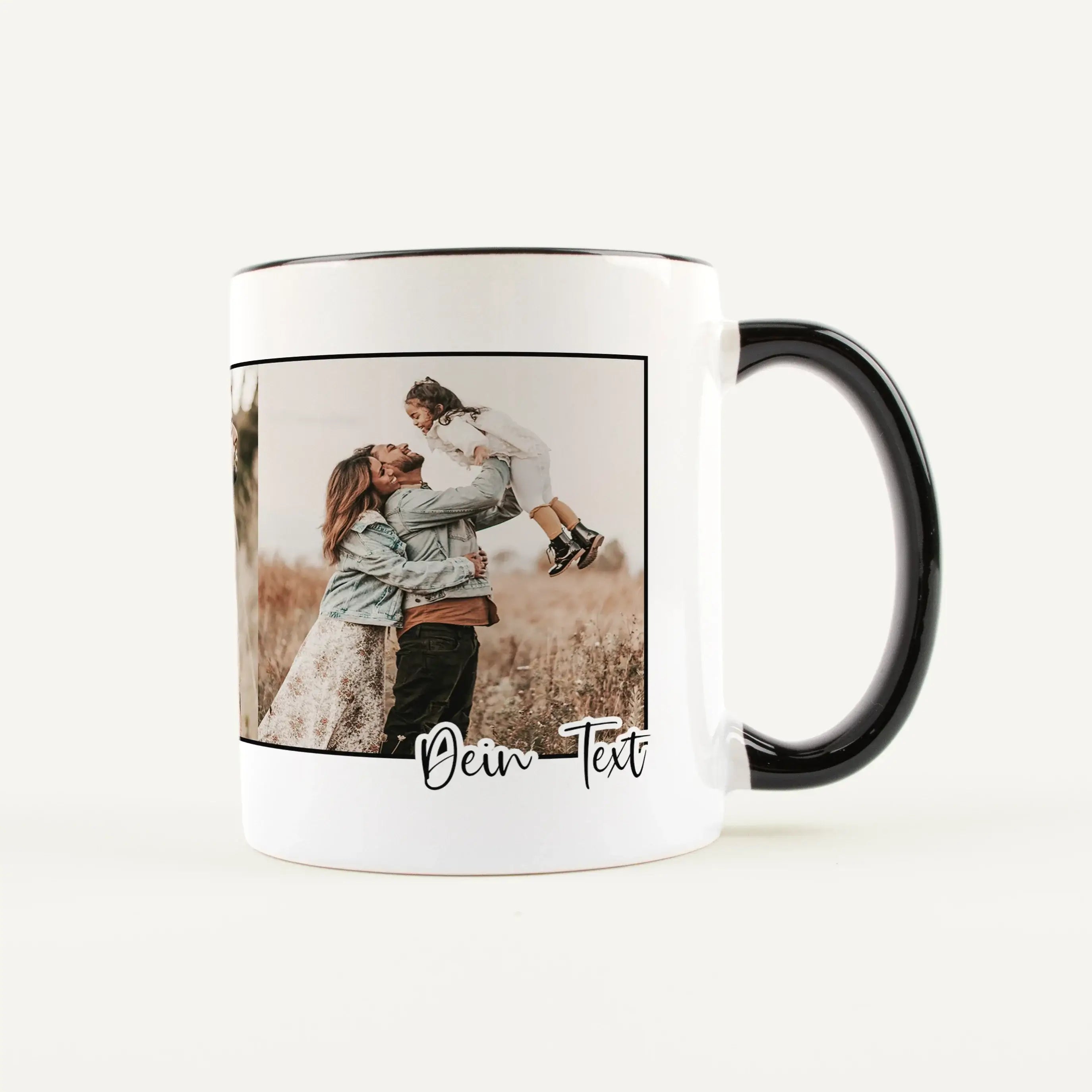 Foto Tasse mit Text-Keramik Tasse-famprints-Eine Foto Tasse mit Text ist mehr als nur ein Alltagsgegenstand – sie wird zu einem persönlichen Begleiter im Alltag. Bei famprints gestaltest du deine Tasse individuell mit bis zu drei eigenen Fotos und einem f