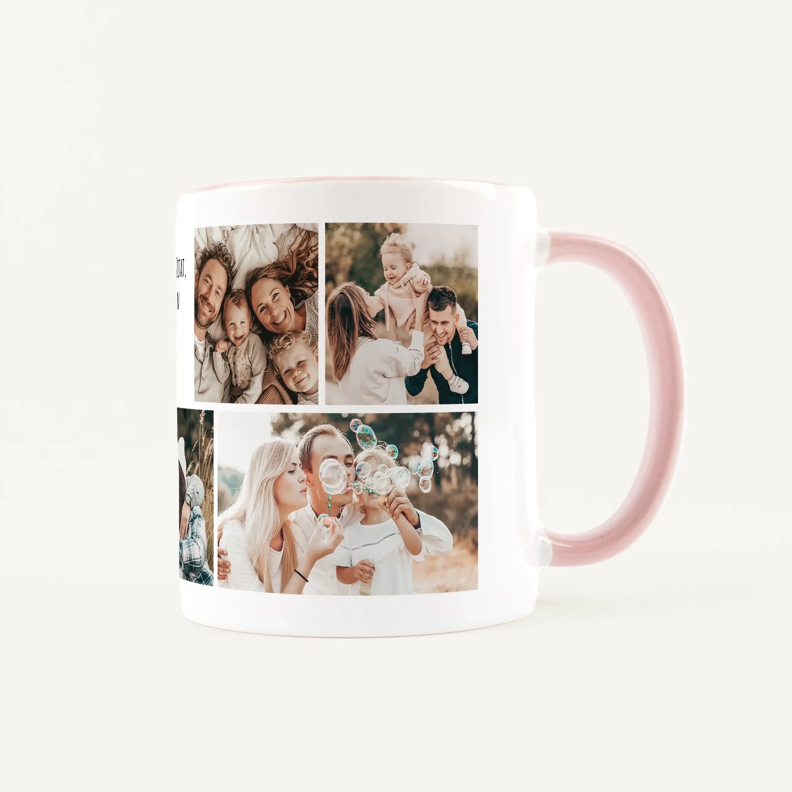 Tasse Foto Multi + Text-Keramik Tasse-famprints-Die Tasse Foto Multi + Text von famprints macht aus deinen Lieblingsmomenten ein persönliches Highlight für jeden Tag. Gestalte deine Fototasse ganz einfach mit 2 bis 8 eigenen Bildern und ergänze sie mit ei