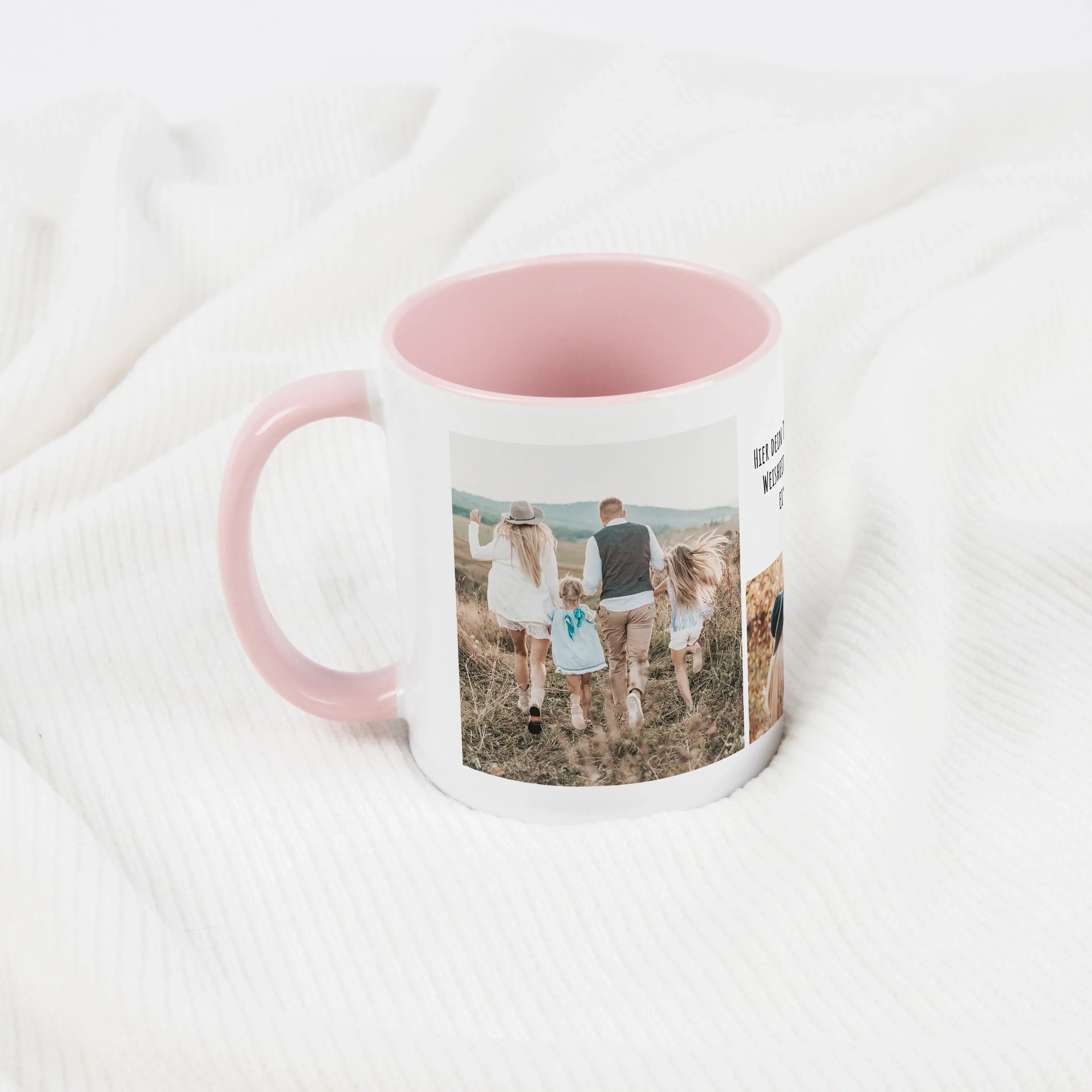 Tasse Foto Multi + Text-Keramik Tasse-famprints-Die Tasse Foto Multi + Text von famprints macht aus deinen Lieblingsmomenten ein persönliches Highlight für jeden Tag. Gestalte deine Fototasse ganz einfach mit 2 bis 8 eigenen Bildern und ergänze sie mit ei