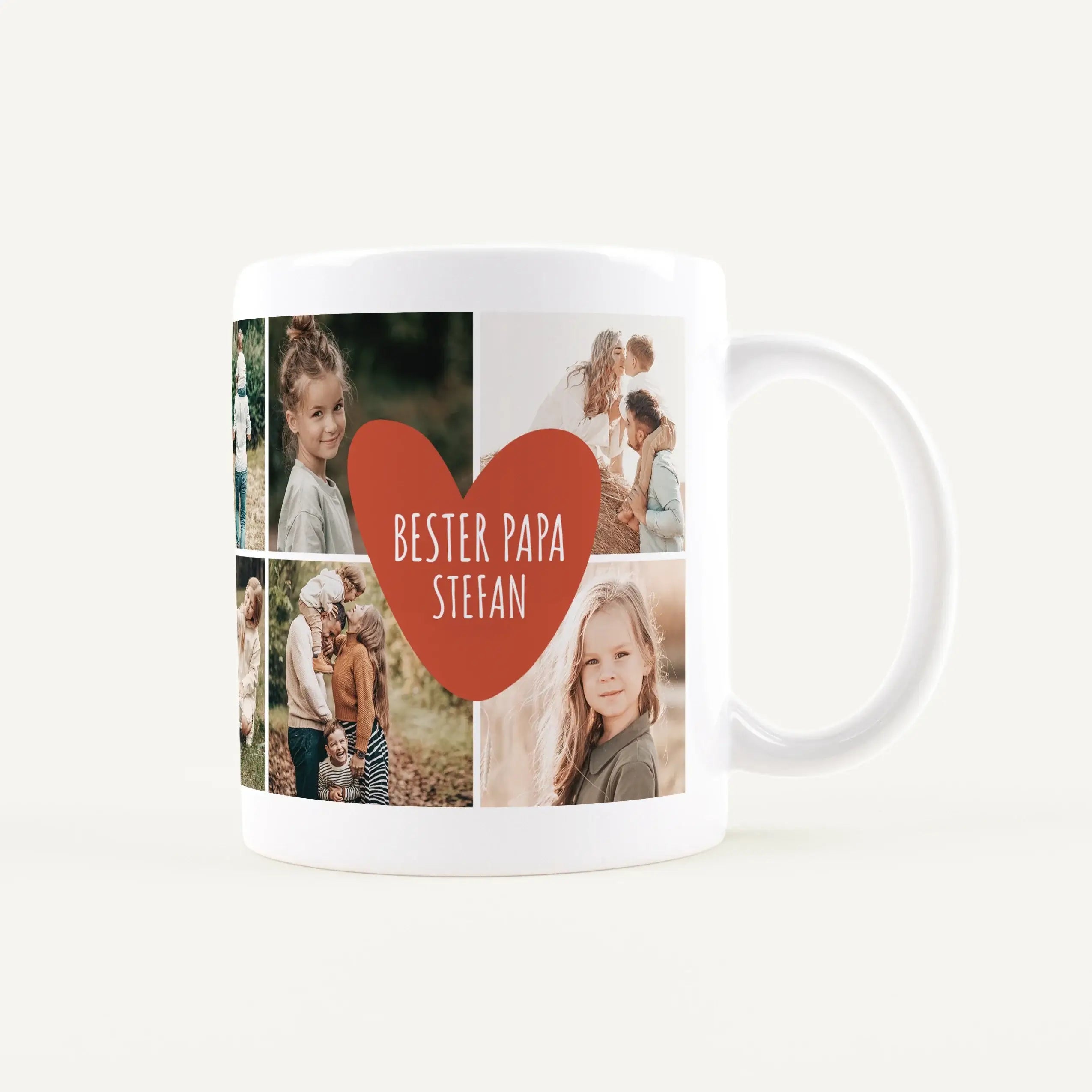 Tasse Foto bester Papa-Keramik Tasse-famprints-Die Tasse Foto bester Papa ist mehr als nur ein Kaffeebecher – sie ist dein persönliches Geschenk mit Bedeutung. Du gestaltest sie bei famprints ganz einfach mit bis zu 10 eigenen Fotos und machst daraus eine