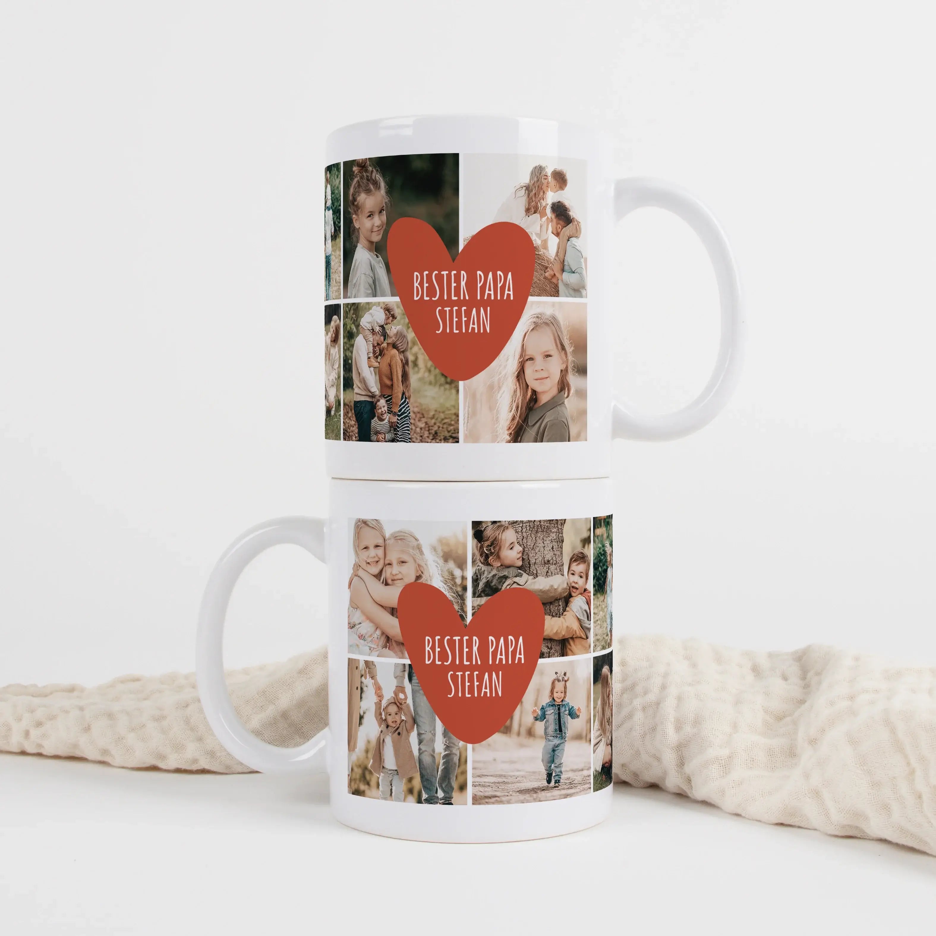 Tasse Foto bester Papa-Keramik Tasse-famprints-Die Tasse Foto bester Papa ist mehr als nur ein Kaffeebecher – sie ist dein persönliches Geschenk mit Bedeutung. Du gestaltest sie bei famprints ganz einfach mit bis zu 10 eigenen Fotos und machst daraus eine