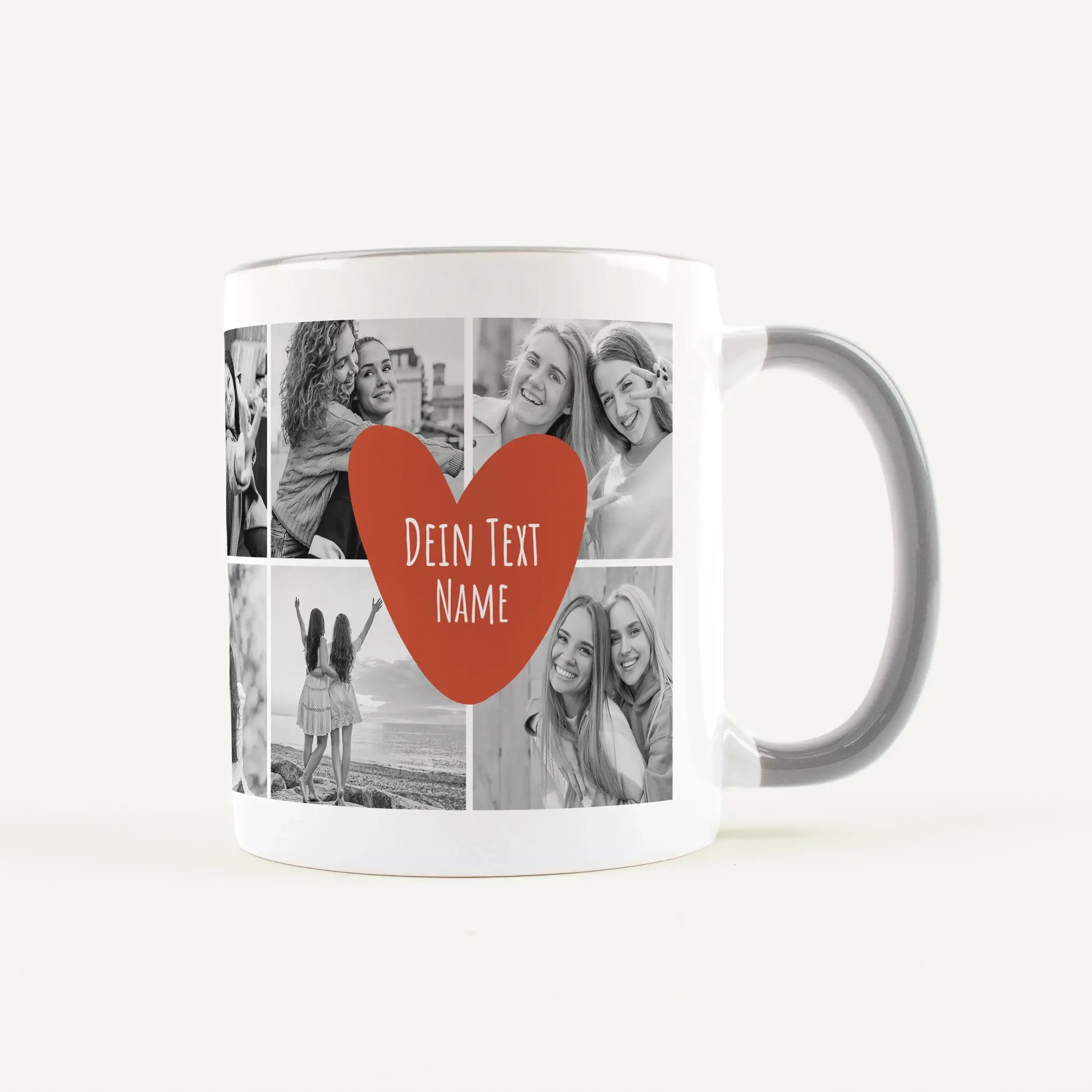 Tasse Foto Herz Text-Keramik Tasse-famprints-Die Tasse Foto Herz Text von famprints macht aus deinen Lieblingsbildern ein persönliches Statement. Du gestaltest sie mit 10 Fotos und verwandelst eine einfache Fototasse in ein echtes Unikat. Im Herz platzier