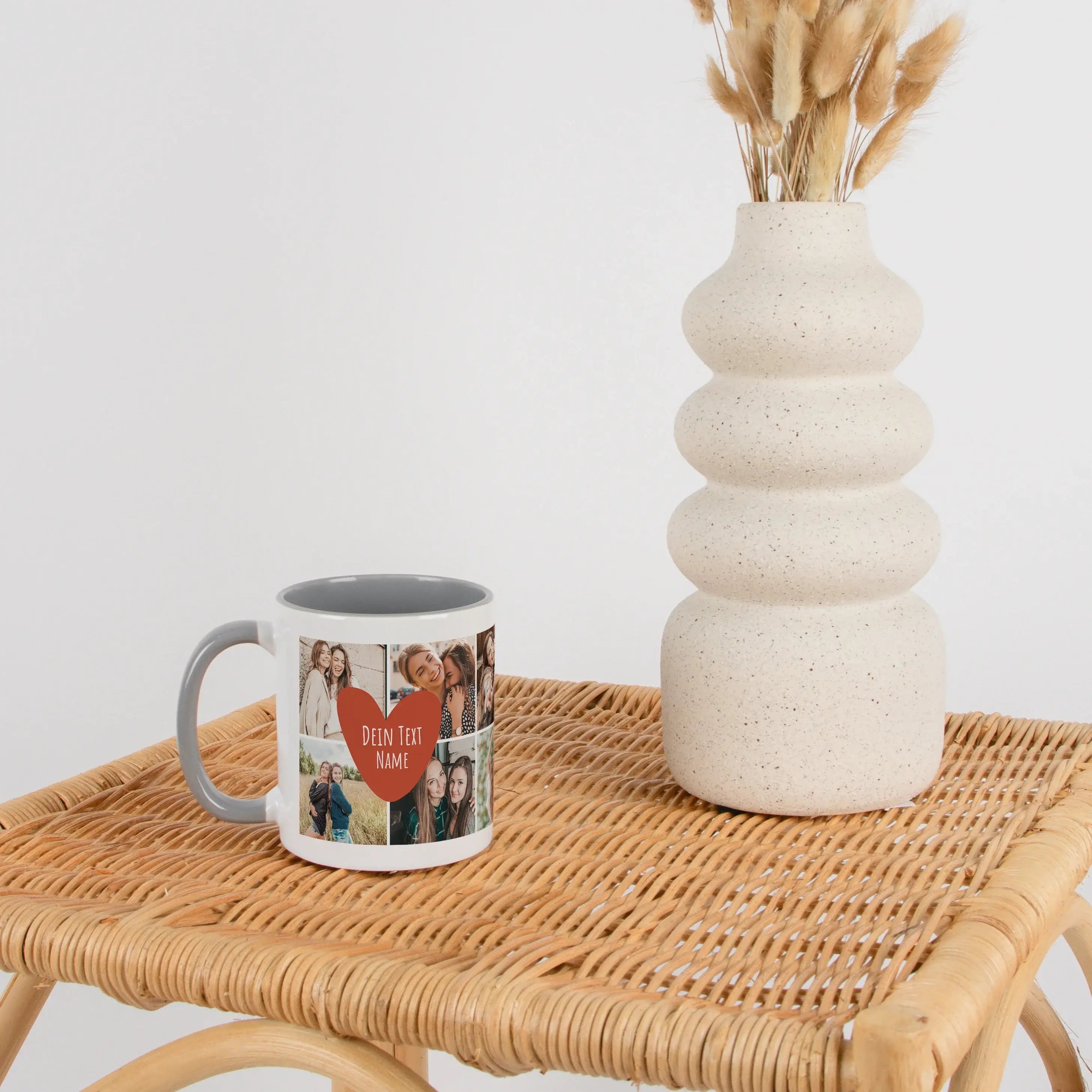 Tasse Foto Herz Text-Keramik Tasse-famprints-Die Tasse Foto Herz Text von famprints macht aus deinen Lieblingsbildern ein persönliches Statement. Du gestaltest sie mit 10 Fotos und verwandelst eine einfache Fototasse in ein echtes Unikat. Im Herz platzier