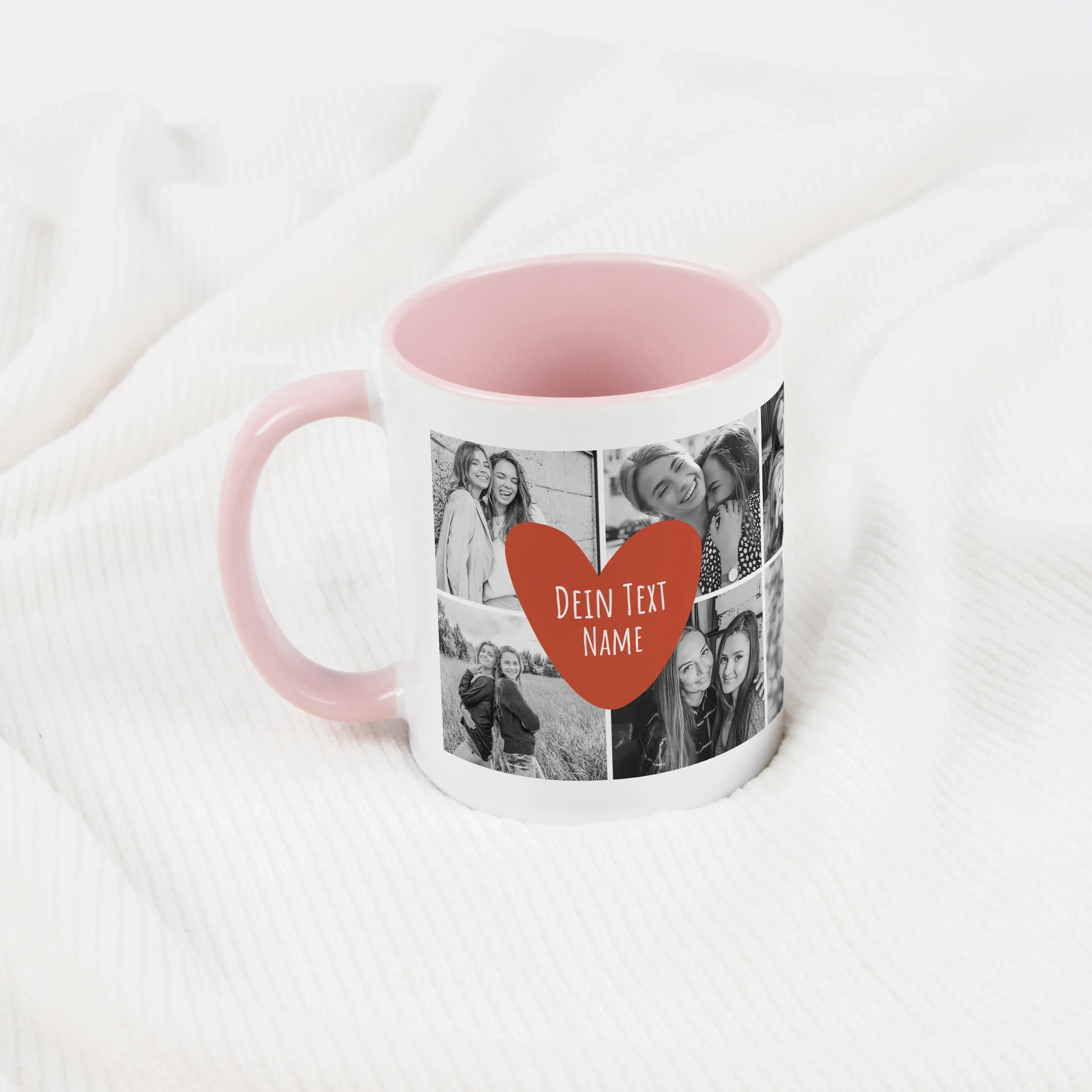 Tasse Foto Herz Text-Keramik Tasse-famprints-Die Tasse Foto Herz Text von famprints macht aus deinen Lieblingsbildern ein persönliches Statement. Du gestaltest sie mit 10 Fotos und verwandelst eine einfache Fototasse in ein echtes Unikat. Im Herz platzier