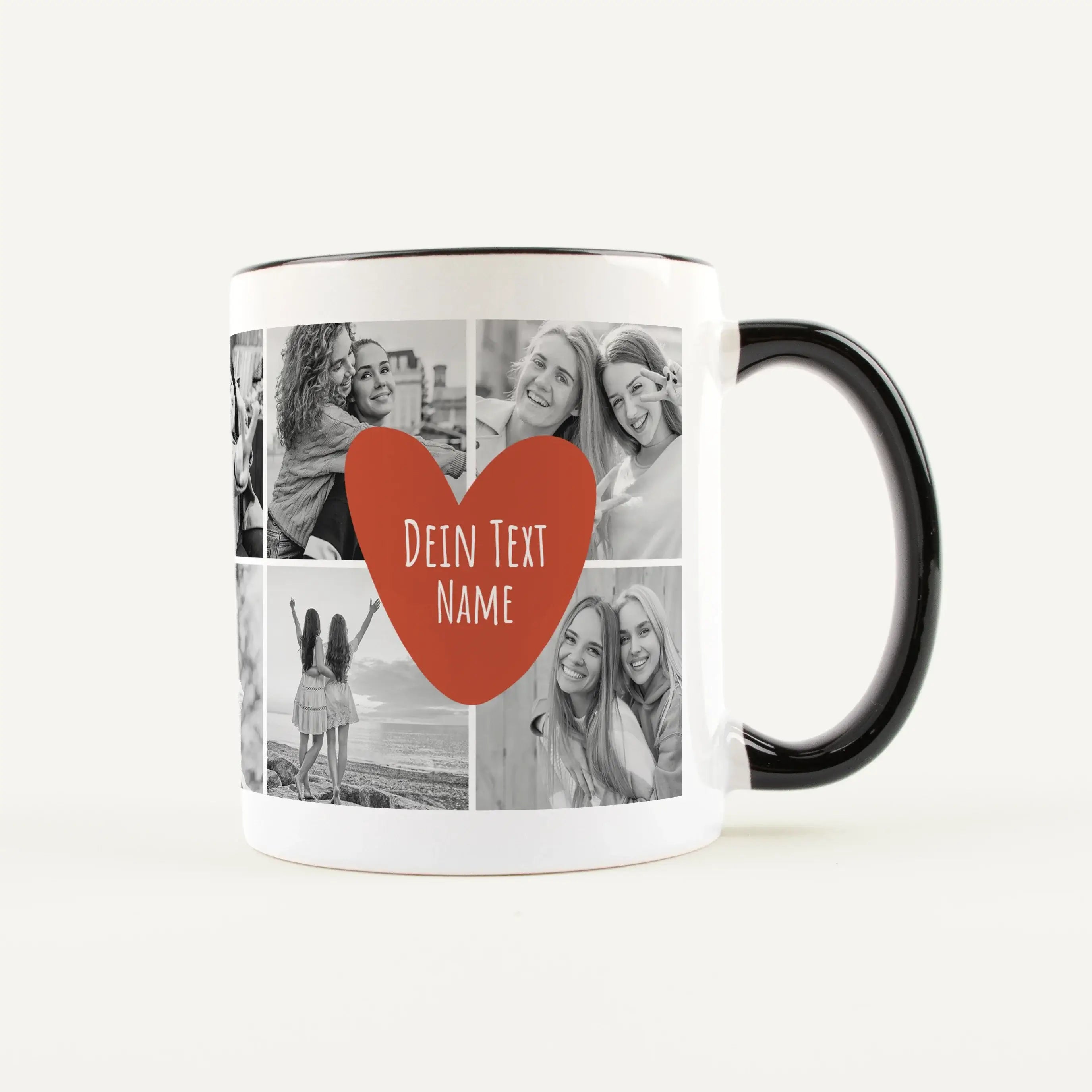 Tasse Foto Herz Text-Keramik Tasse-famprints-Die Tasse Foto Herz Text von famprints macht aus deinen Lieblingsbildern ein persönliches Statement. Du gestaltest sie mit 10 Fotos und verwandelst eine einfache Fototasse in ein echtes Unikat. Im Herz platzier