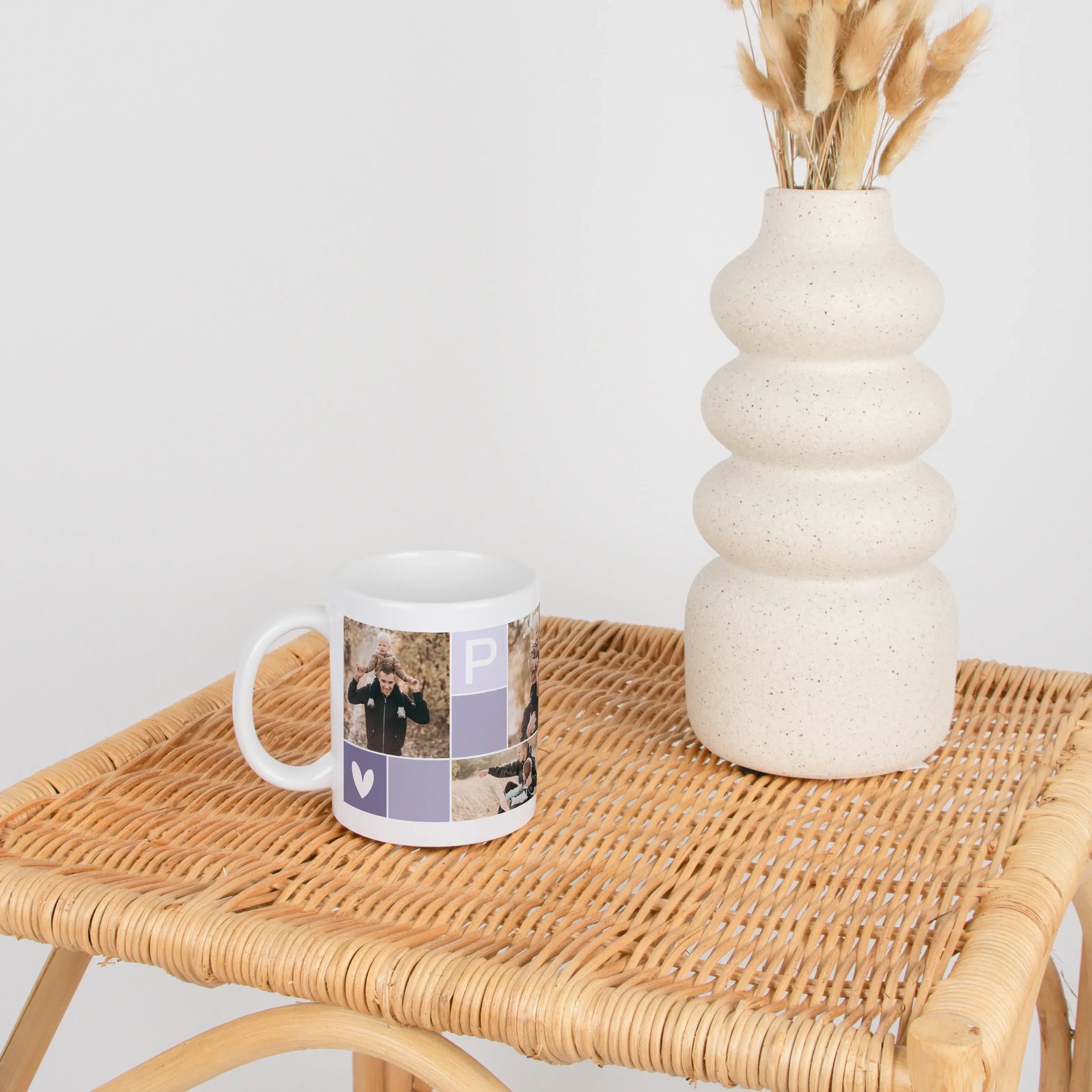Fototasse Papa-Keramik Tasse-famprints-Die Fototasse Papa von famprints macht aus einer einfachen Tasse ein persönliches Lieblingsstück für jeden Tag. Du gestaltest deine individuelle Tasse für Papa ganz einfach selbst und kombinierst fünf eigene Fotos mi