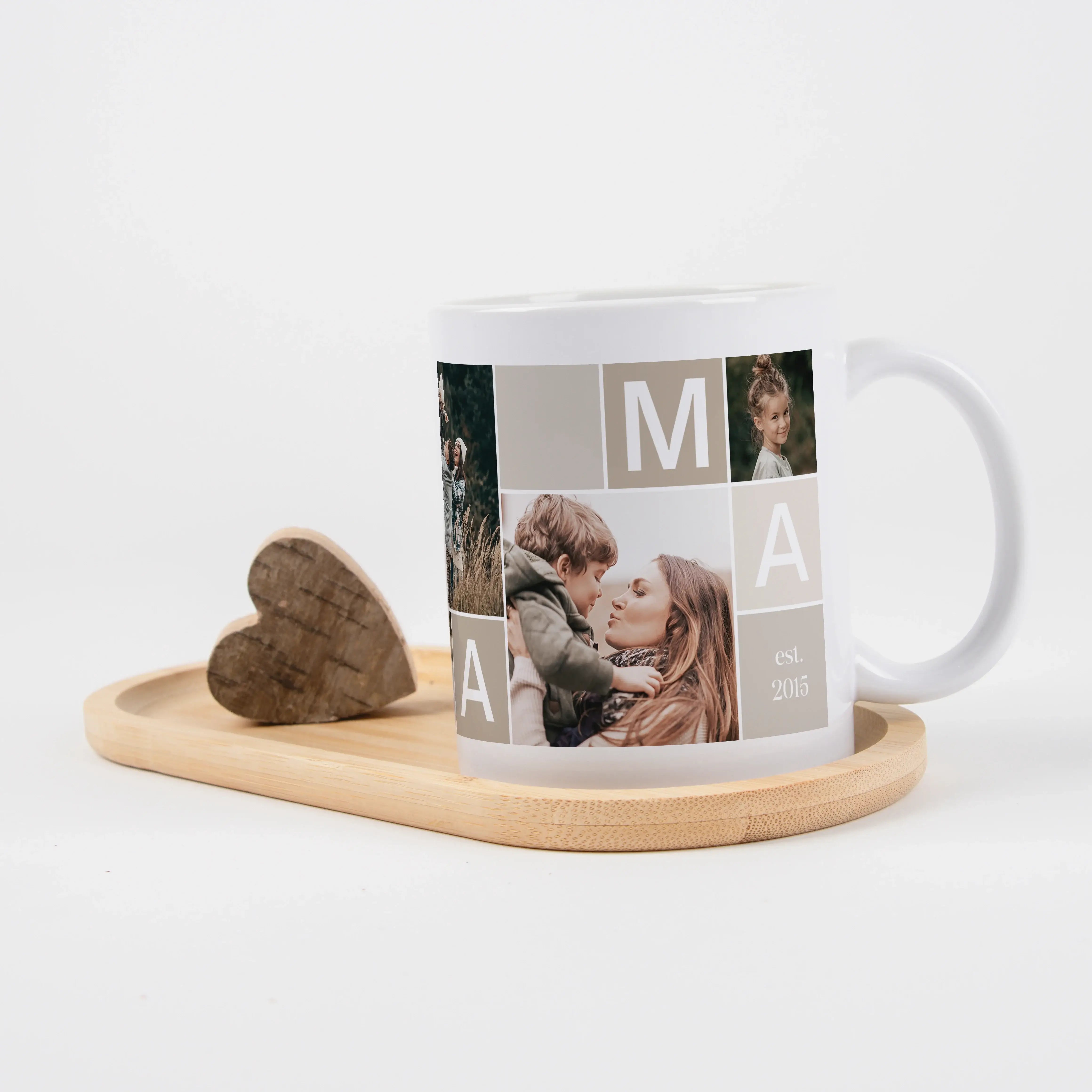 Fototasse Mama-Keramik Tasse-famprints-Die Fototasse Mama von famprints macht aus besonderen Momenten ein persönliches Geschenk. Du gestaltest sie ganz einfach selbst mit bis zu fünf eigenen Fotos und erschaffst damit eine individuelle Erinnerung für den