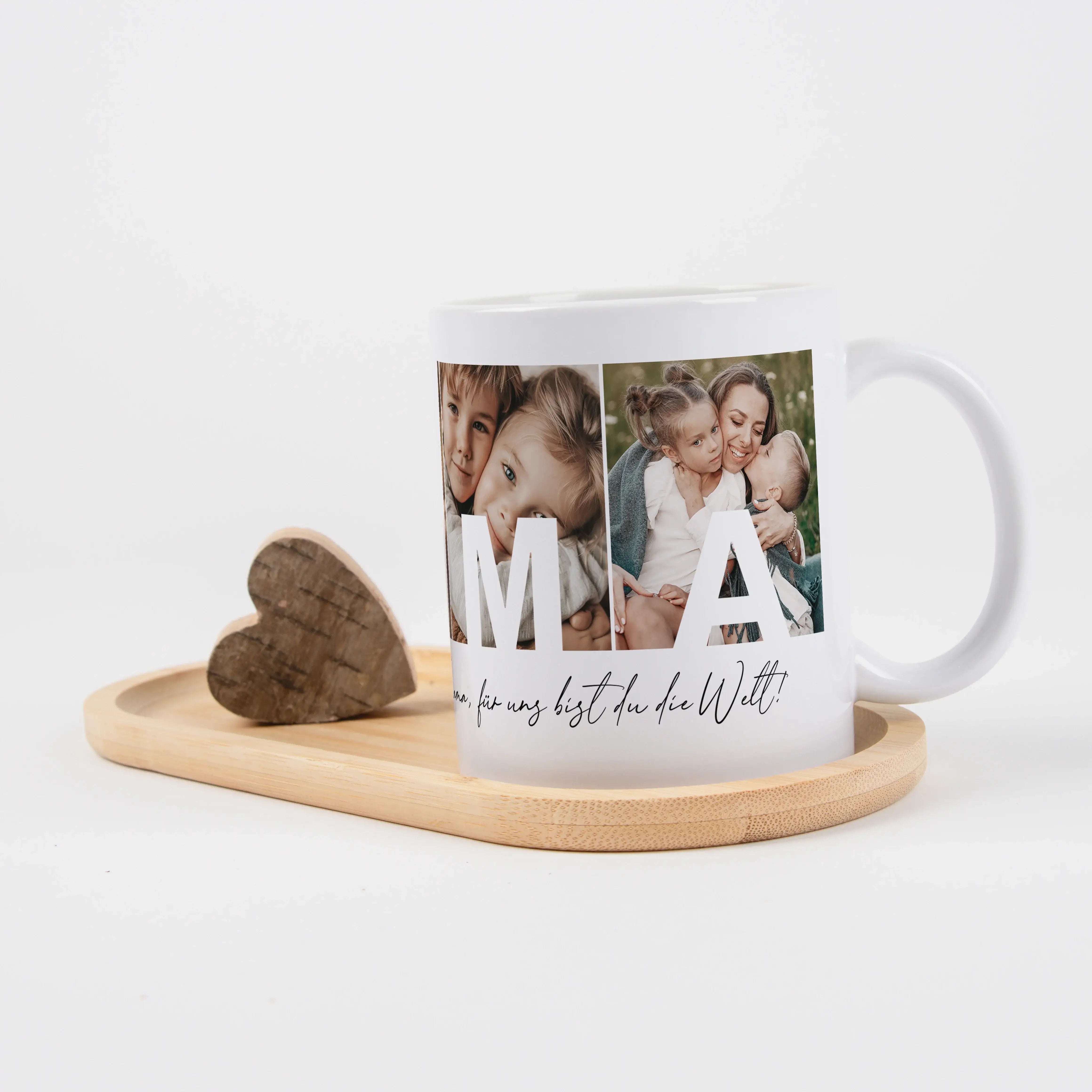 Fototasse Mama + Text-Keramik Tasse-famprints-Die Fototasse Mama + Text ist eine persönliche Geschenkidee für einen besonderen Menschen. Auf dieser individuell gestaltbaren Kaffeetasse werden vier deiner Lieblingsfotos platziert. In jedem Bild steht ein B