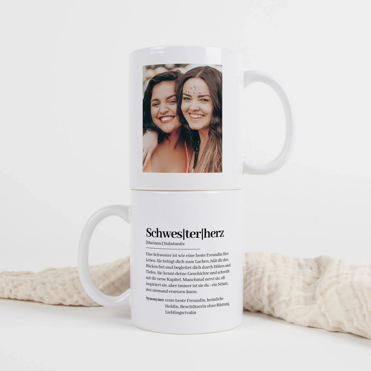 Keramik Tasse - Tasse Definition Schwesterherz - Geschenk fuer Schwester
