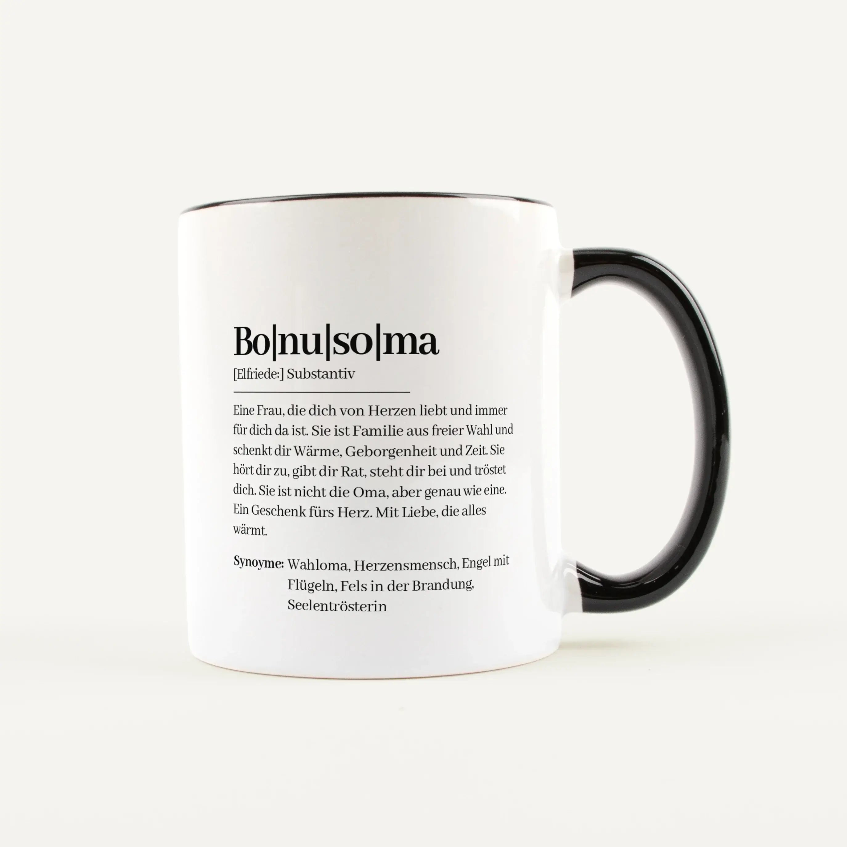 Tasse Definition Bonusoma-Keramik Tasse-famprints-Mit der Tasse Definition Bonusoma schenkst du keine Kleinigkeit, sondern eine persönliche Botschaft, die im Alltag immer wieder Freude macht. Das Design im Duden Stil beschreibt die Bonusoma auf liebevolle