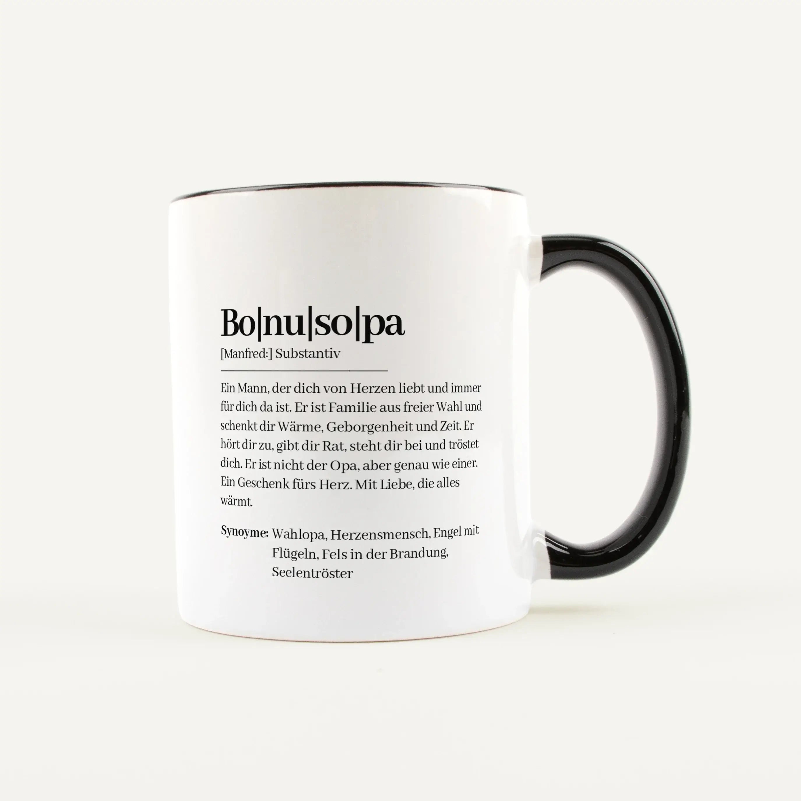 Tasse Definition Bonusopa-Keramik Tasse-famprints-Die Tasse Definition Bonusopa ist mehr als nur eine Tasse für Kaffee oder Tee. Sie ist eine persönliche Geschenkidee für einen Menschen, der im Alltag einen festen Platz im Herzen hat. Das Motiv im Duden S