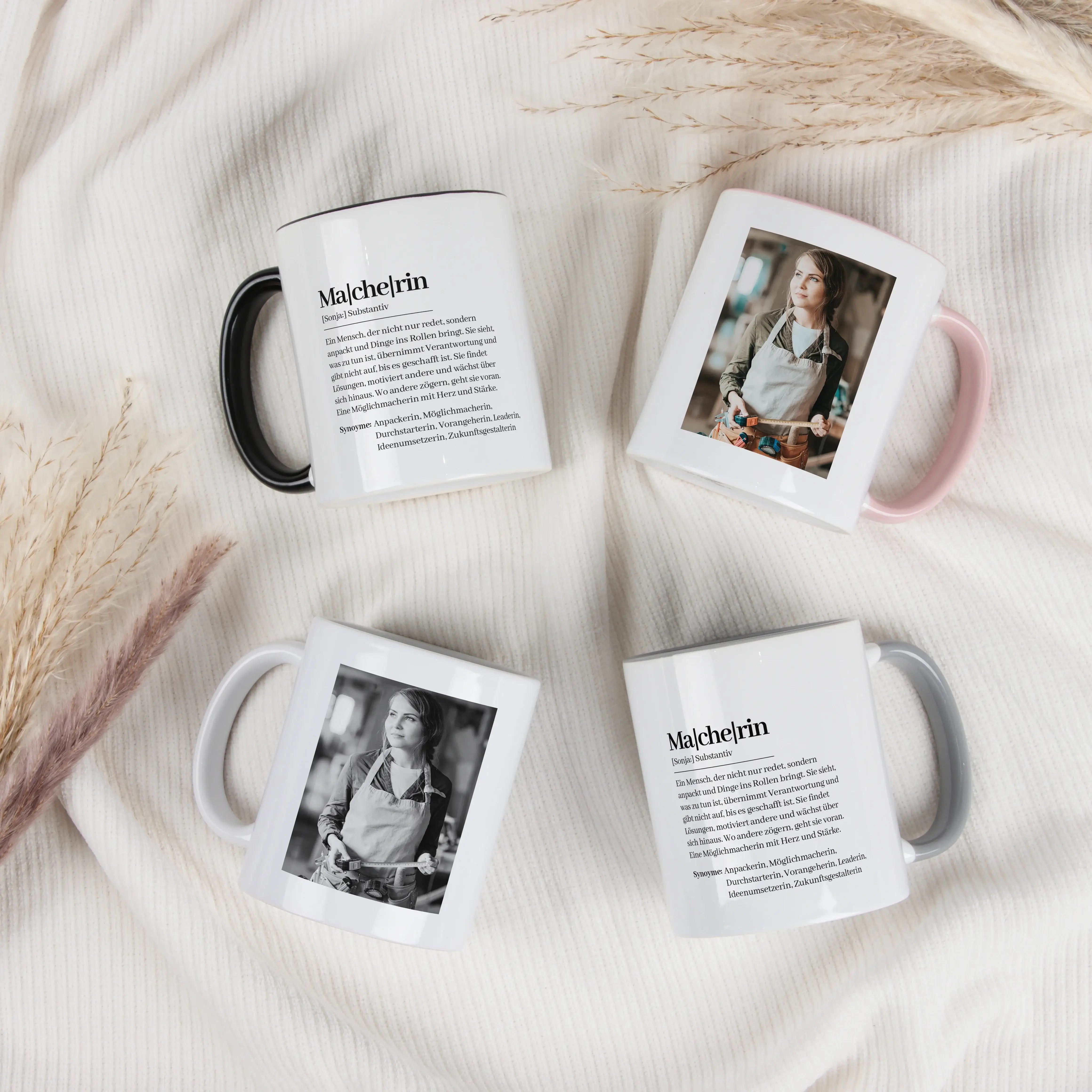 Tasse Definition Macherin-Keramik Tasse-famprints-Die Tasse Definition Macherin ist mehr als nur eine schöne Tasse für Kaffee oder Tee. Sie ist eine kleine Liebeserklärung an Frauen, die anpacken, Ideen umsetzen und mit Herz ihren Weg gehen. Im stilvollen