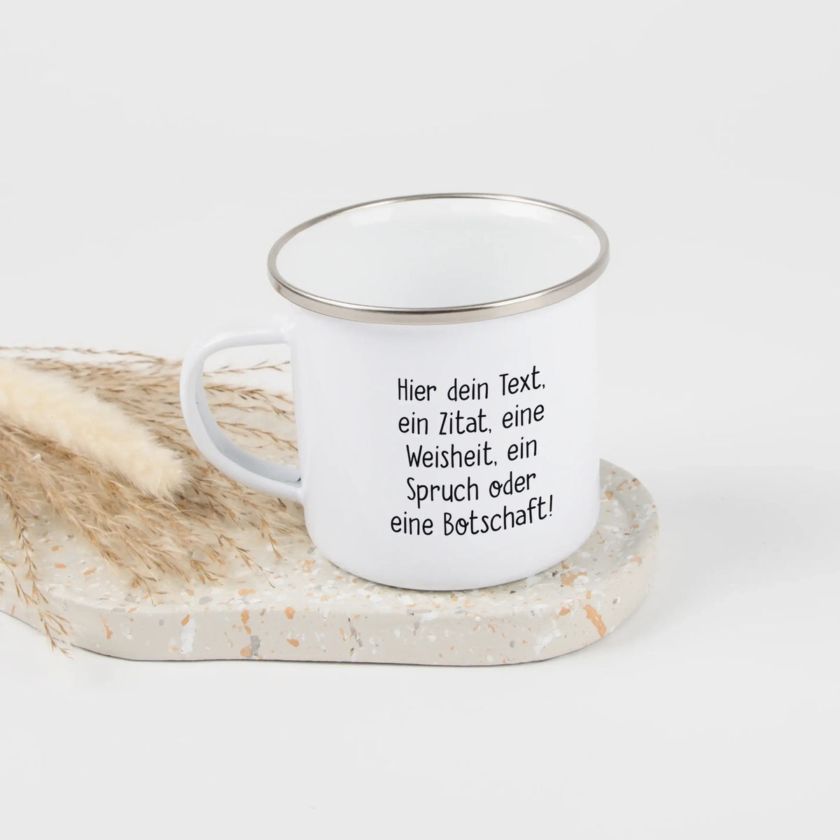 Emaille Tasse mit Text-Emaille Tasse-famprints-personalisierte-emaille-tasse