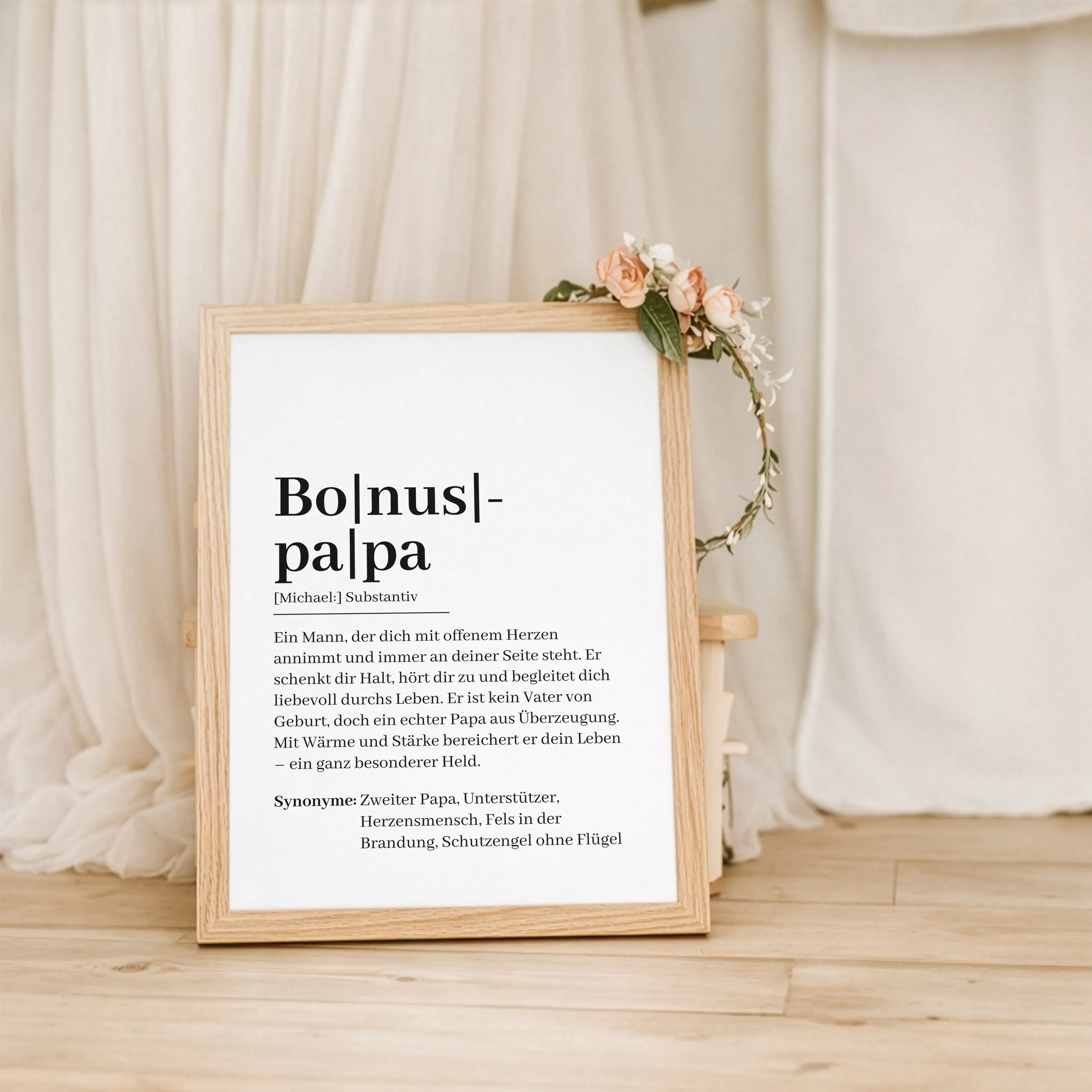 Bonuspapa Definition Poster-Personalisiertes Poster-famprints-Das Bonuspapa Definition Poster ist ein persönliches Geschenk für einen Menschen, der im Leben eine besondere Rolle spielt. Es bringt auf den Punkt, was ein Bonuspapa wirklich bedeutet und sagt