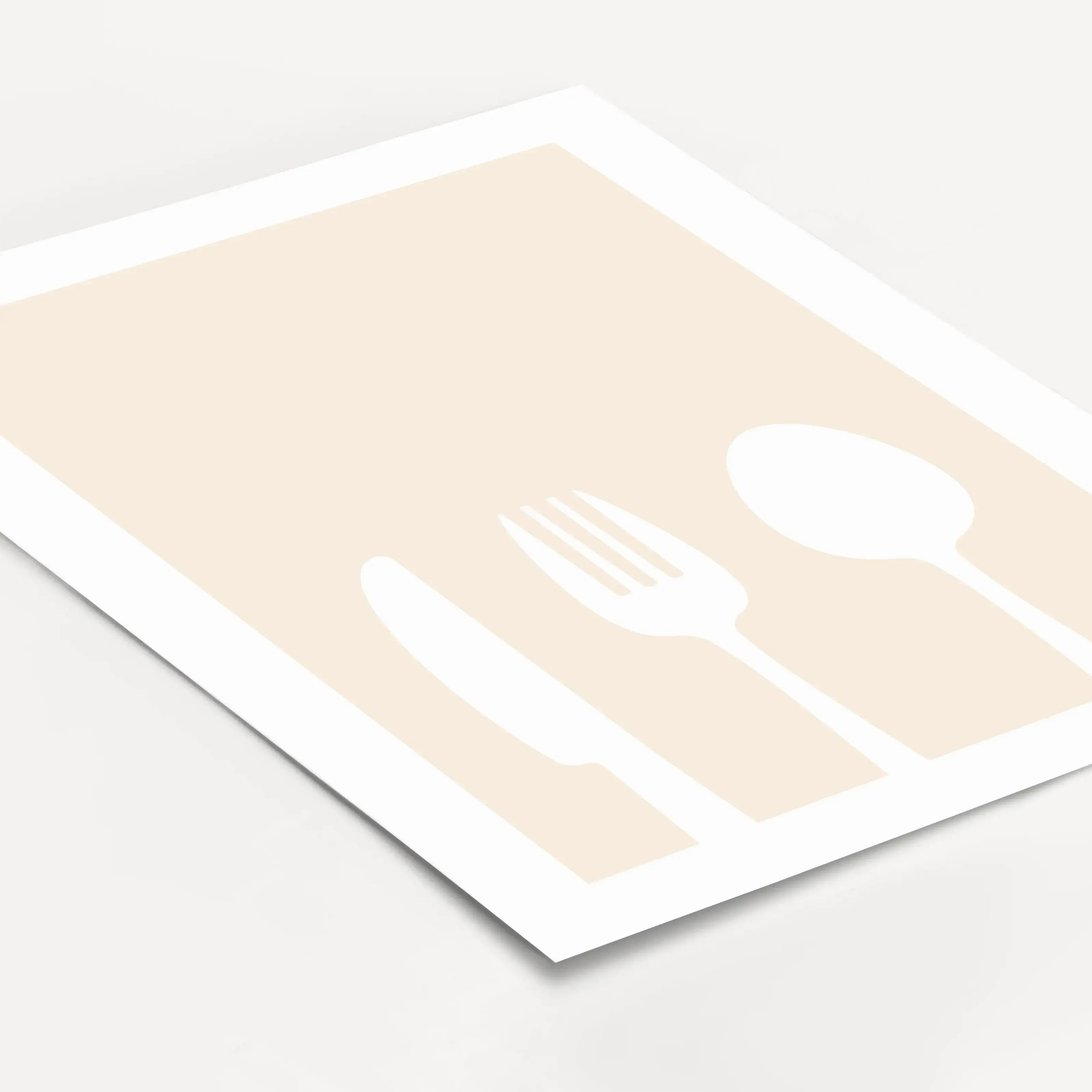 Küchenposter 'Besteck'-Poster-famprints-Das Küchenposter „Besteck“ bringt klare Formen und modernes Design an deine Küchenwand. Mit Messer, Gabel und Löffel als stilvolles Motiv passt dieses Küchenposter perfekt in offene Wohnküchen, Essbereiche oder klei
