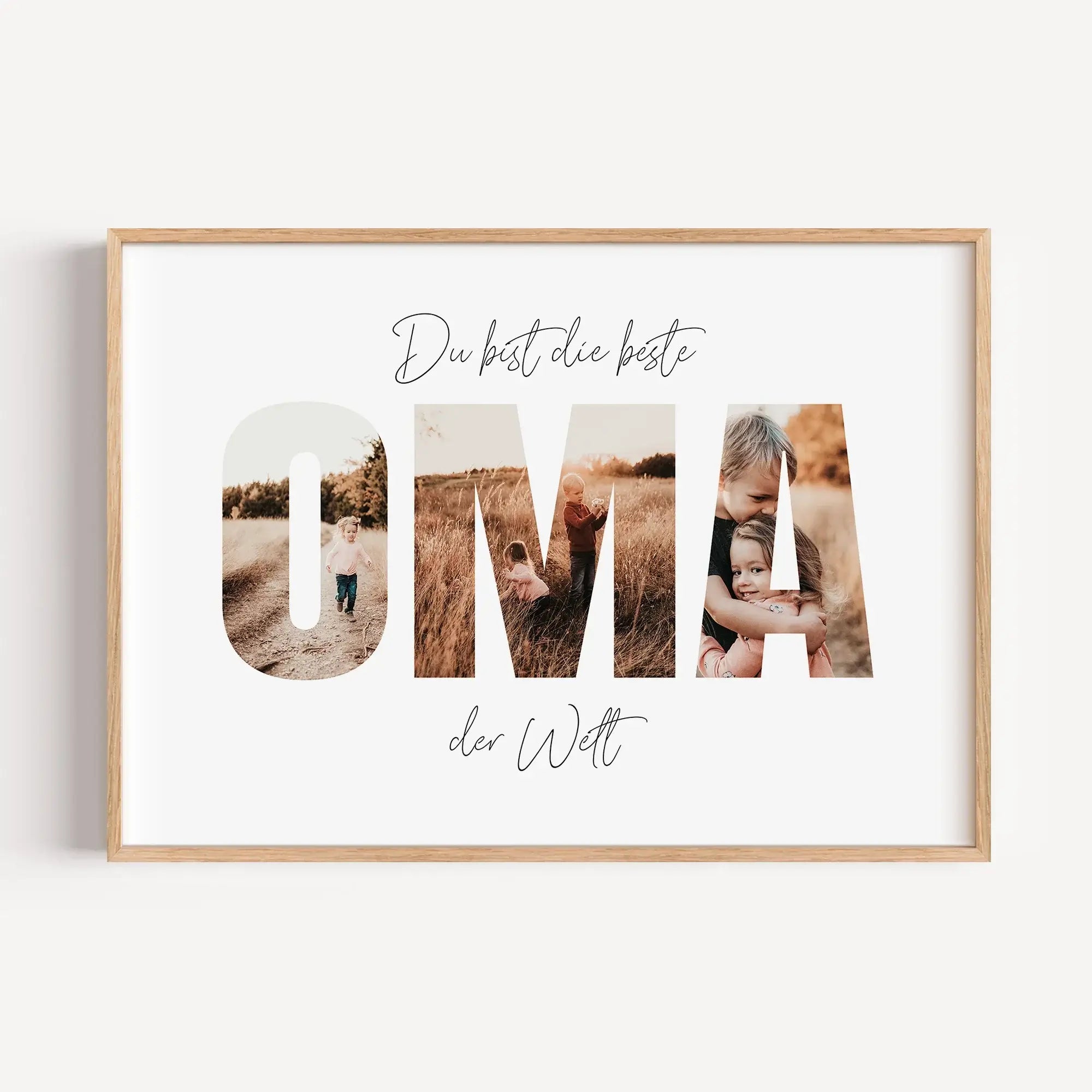 Beste Oma Poster-famprints-Personalisiertes Poster-Unser "Beste Oma Poster" ist das perfekte Geschenk für die liebste Oma der Welt. Das Poster ist mit dicken Buchstaben gestaltet, hinter denen Fotos platziert werden können, um eine einzigartige Fotocollag