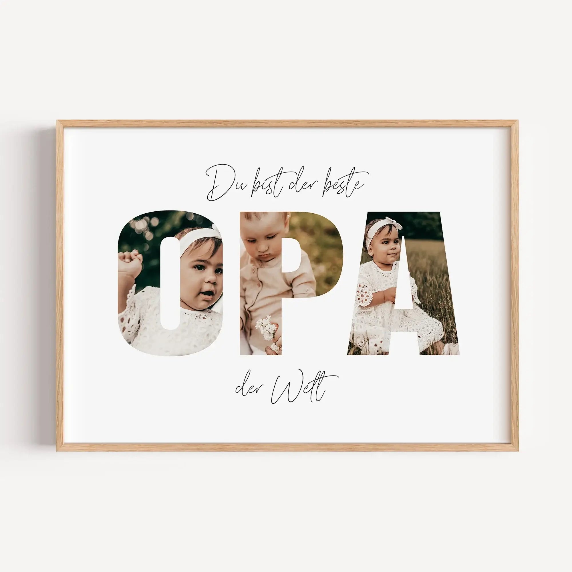 Bester Opa Poster-Personalisiertes Poster-famprints-Das Bester Opa Poster ist das perfekte Geschenk für deinen lieben Opa. Mit der Möglichkeit, persönliche Fotos hinter dem Schriftzug "OPA" zu platzieren, wird dieses Poster zu einem einzigartigen Erinneru