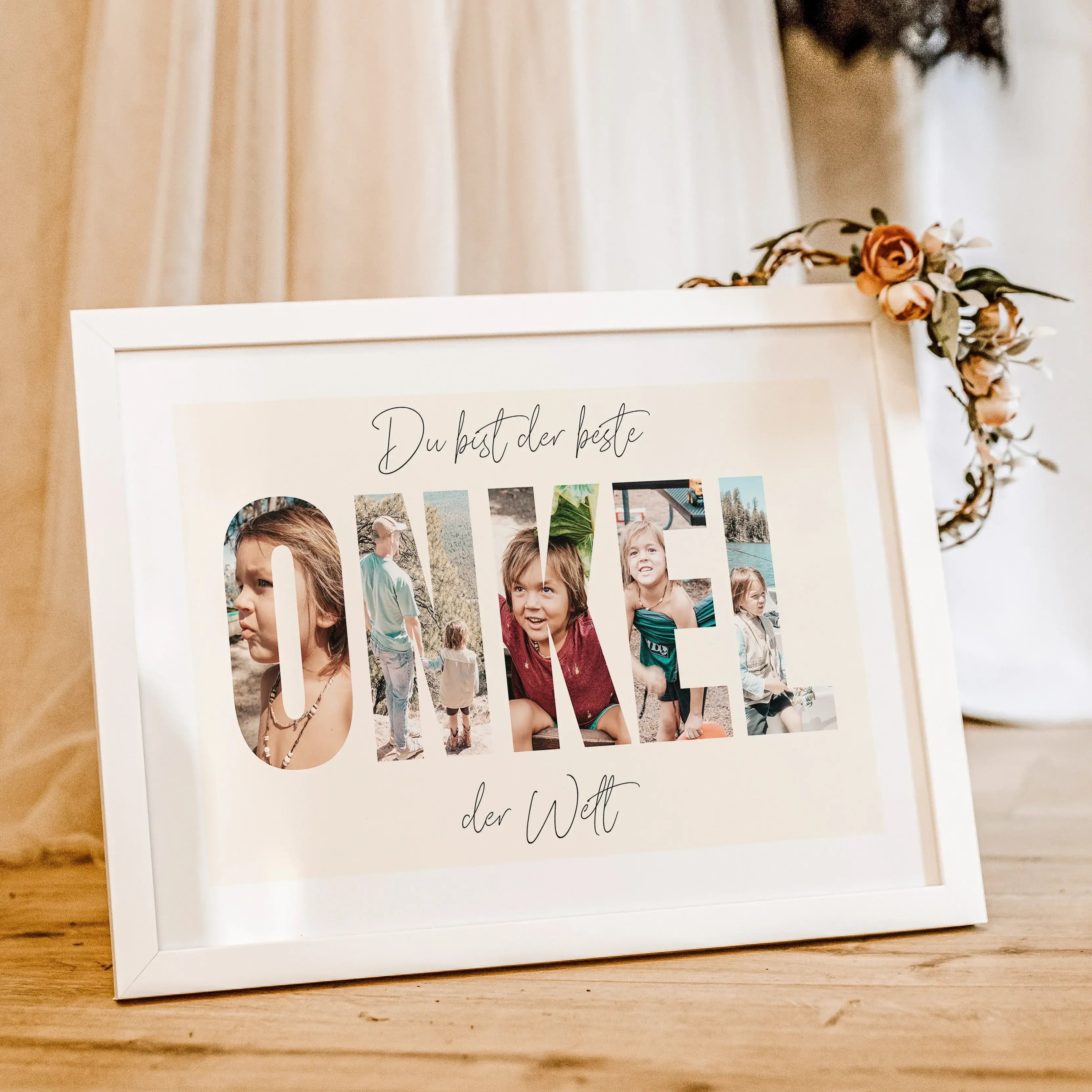 Bester Onkel Poster-famprints-Personalisiertes Poster-Das “Bester Onkel Poster” ist das ideale Geschenk für deinen lieben Onkel! Mit dicken Buchstaben geschrieben, kannst du hinter jedem Buchstaben ein persönliches Foto platzieren und so ein einzigartiges
